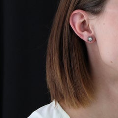 20th Century 1 Carat Cushion-cut Diamonds 18 Karat White Gold Stud Earrings