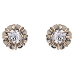 Vintage 20th Century 1 Carat Cushion-cut Diamonds 18 Karat White Gold Stud Earrings
