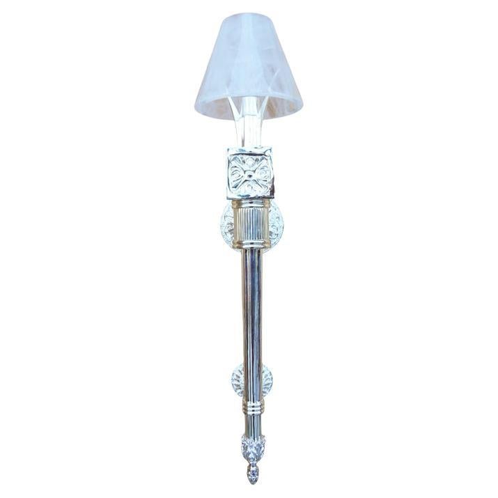 20th Century 1 light Torch Wall Lamp in silver finish For Sale