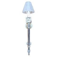 20th Century 1 light Torch Wall Lamp in silver finish