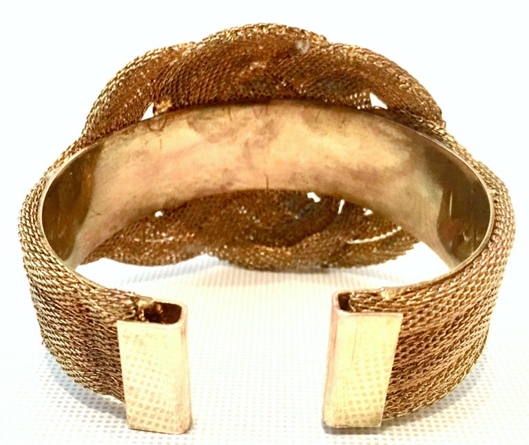 20th Century 10K Gold Filled Woven Metal Mesh Cuff Bracelet For Sale at
