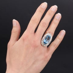 20th Century 11, 50 Carat Aquamarine Diamonds Platinum Pompadour Ring
