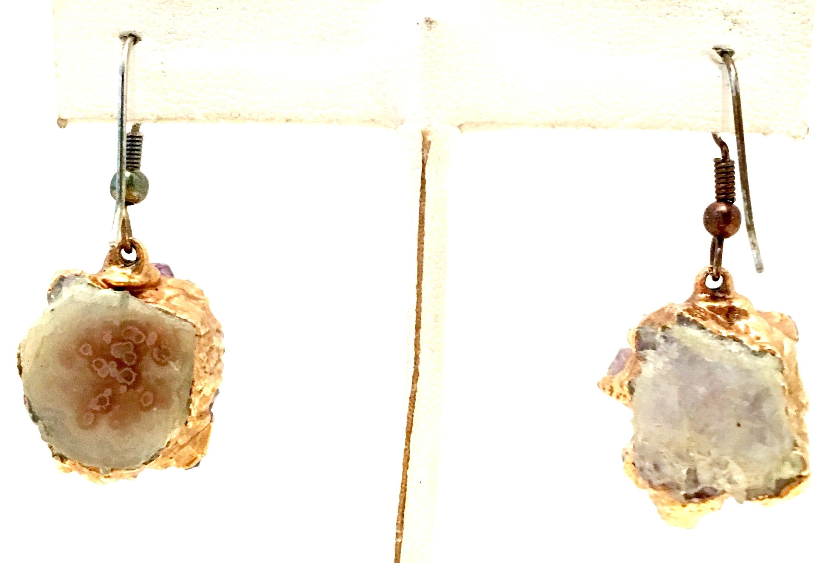 20th Century 12K Gold & Amethyst Geode Pair Of Earrings  6