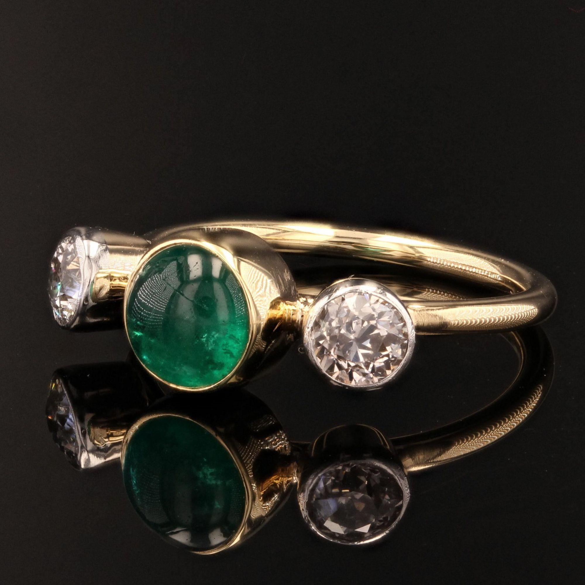 Women's 20th Century 1, 40 Carat Emerald Diamonds 18 Karat Yellow Gold Ring For Sale