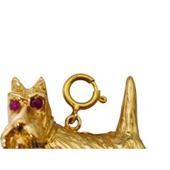 20th century 14k Yellow Gold Dog Motif Ruby Pendant