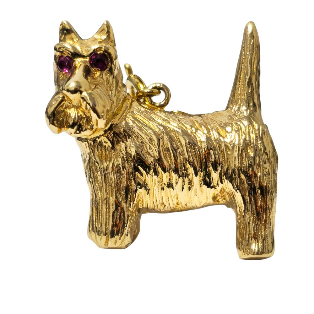 20e siècle Or jaune 14k Pendentif Rubis Motif Chien Neuf - En vente à Miami, FL