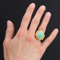 20th Century 15 Carat Jade Jadeite 18 Karat Yellow Gold Ring