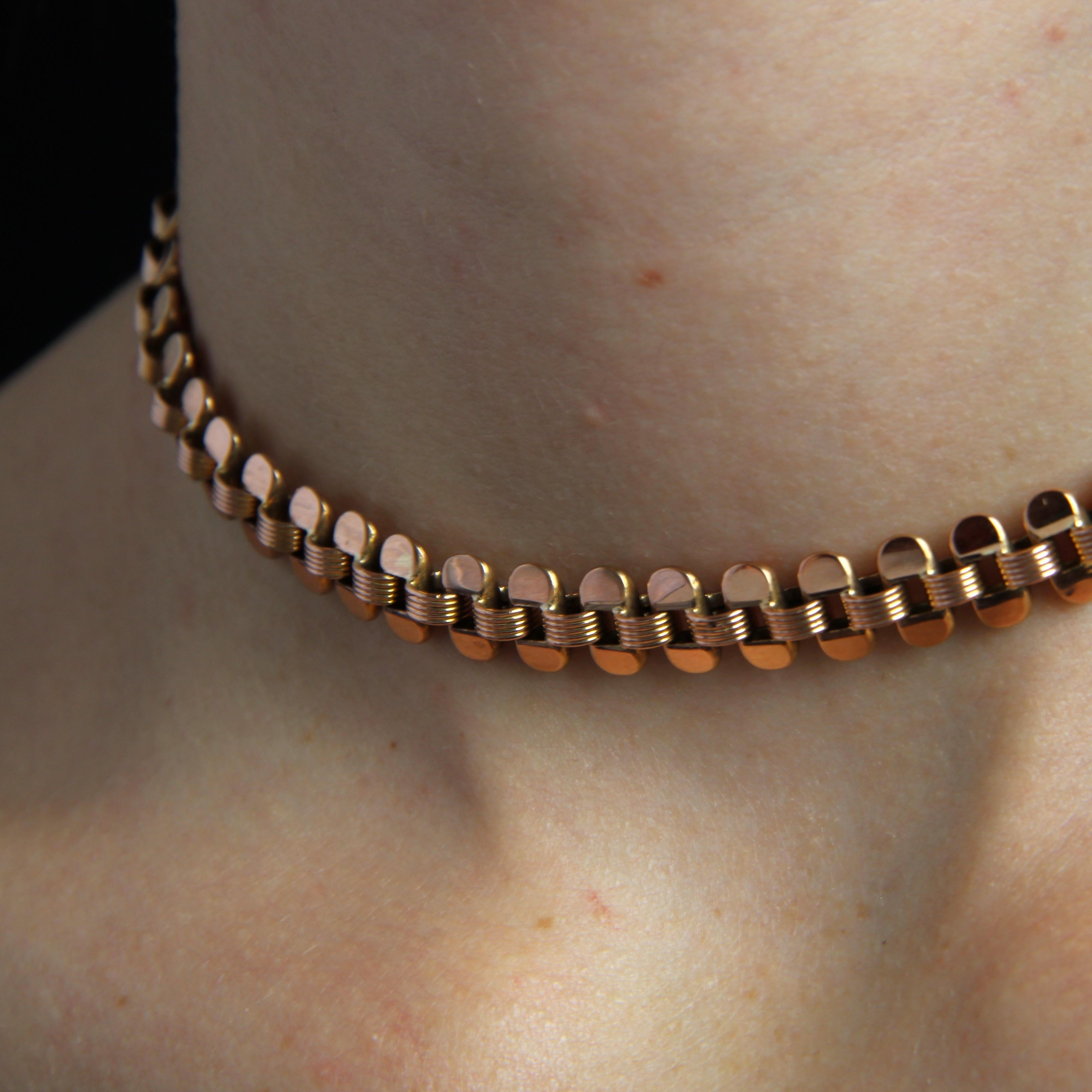 20th Century 18 Karat Rose Gold Choker Chain Necklace For Sale 5