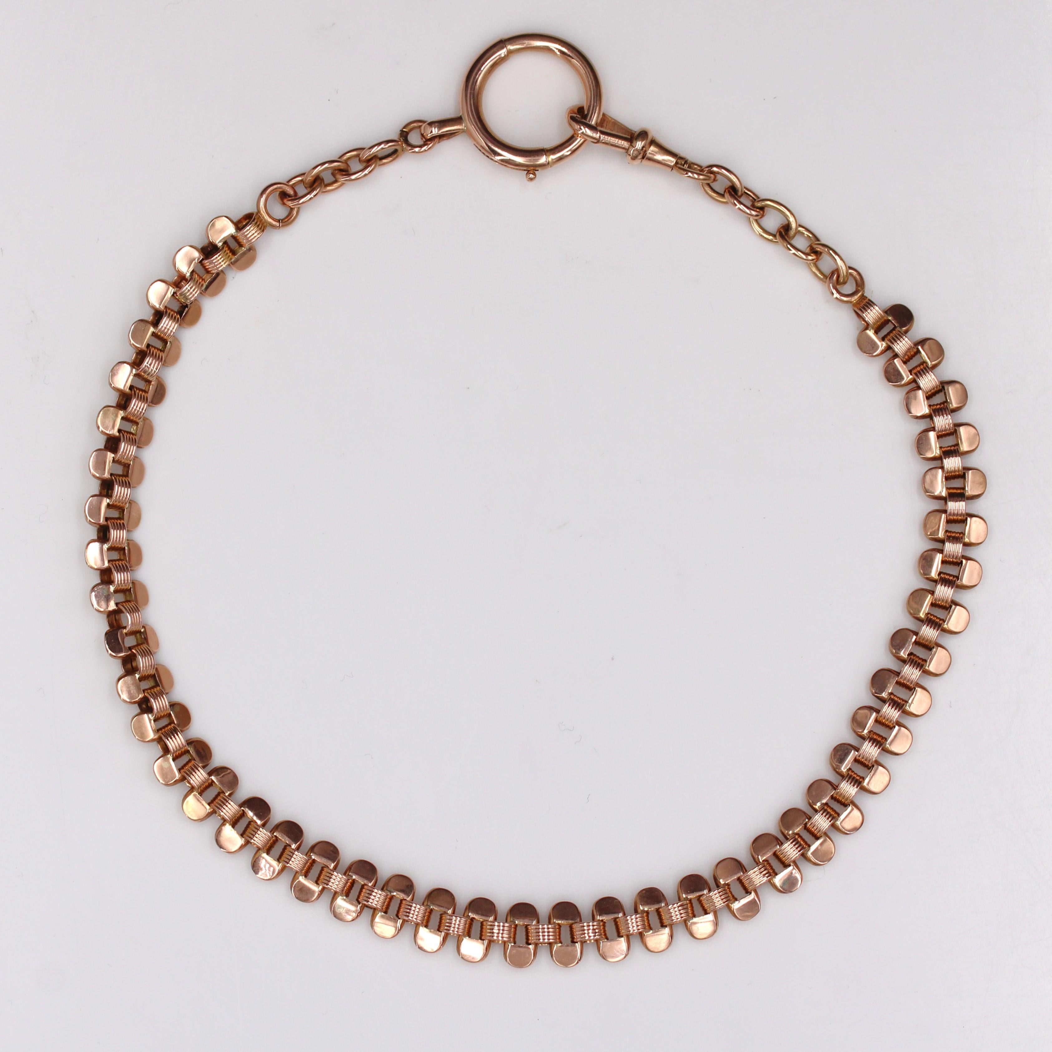 Belle Époque 20th Century 18 Karat Rose Gold Choker Chain Necklace For Sale