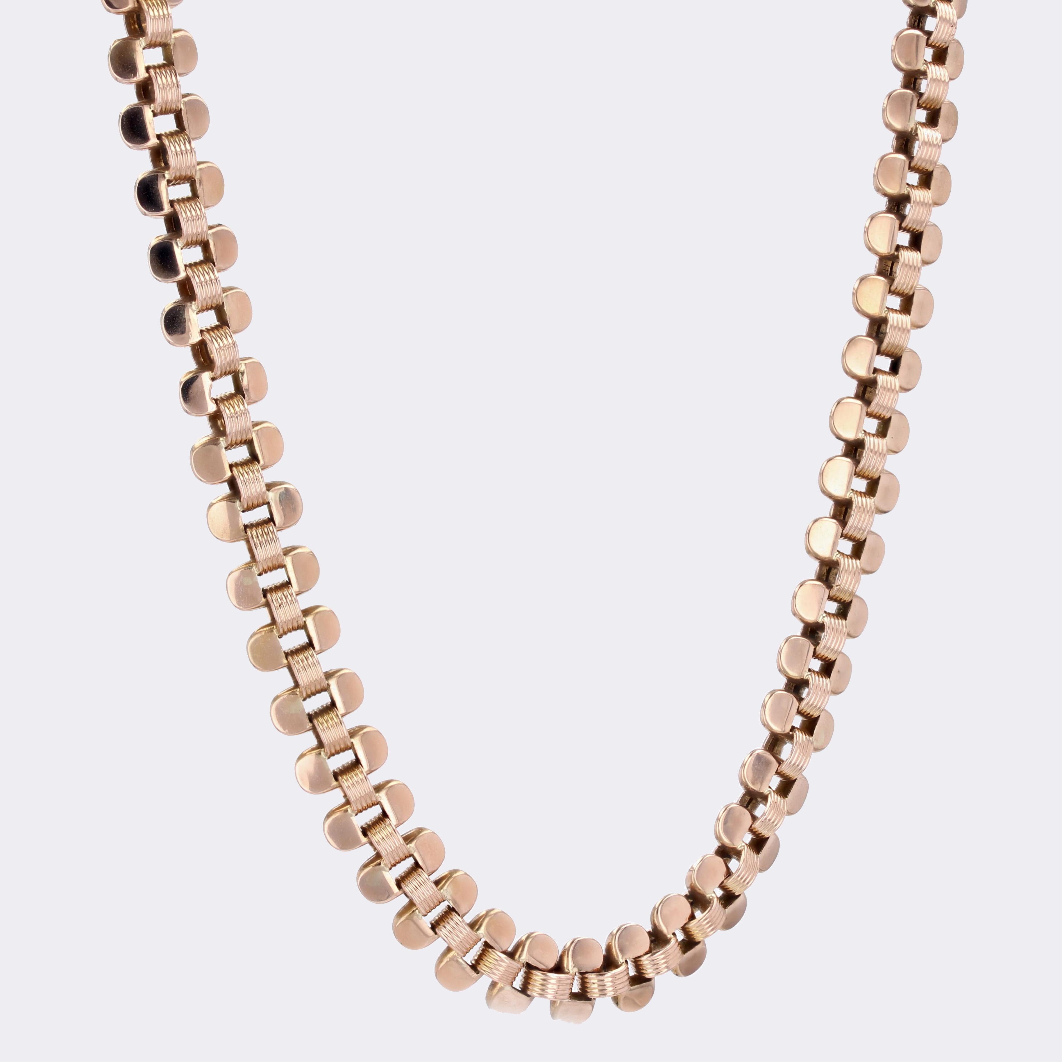 Women's 20th Century 18 Karat Rose Gold Choker Chain Necklace For Sale