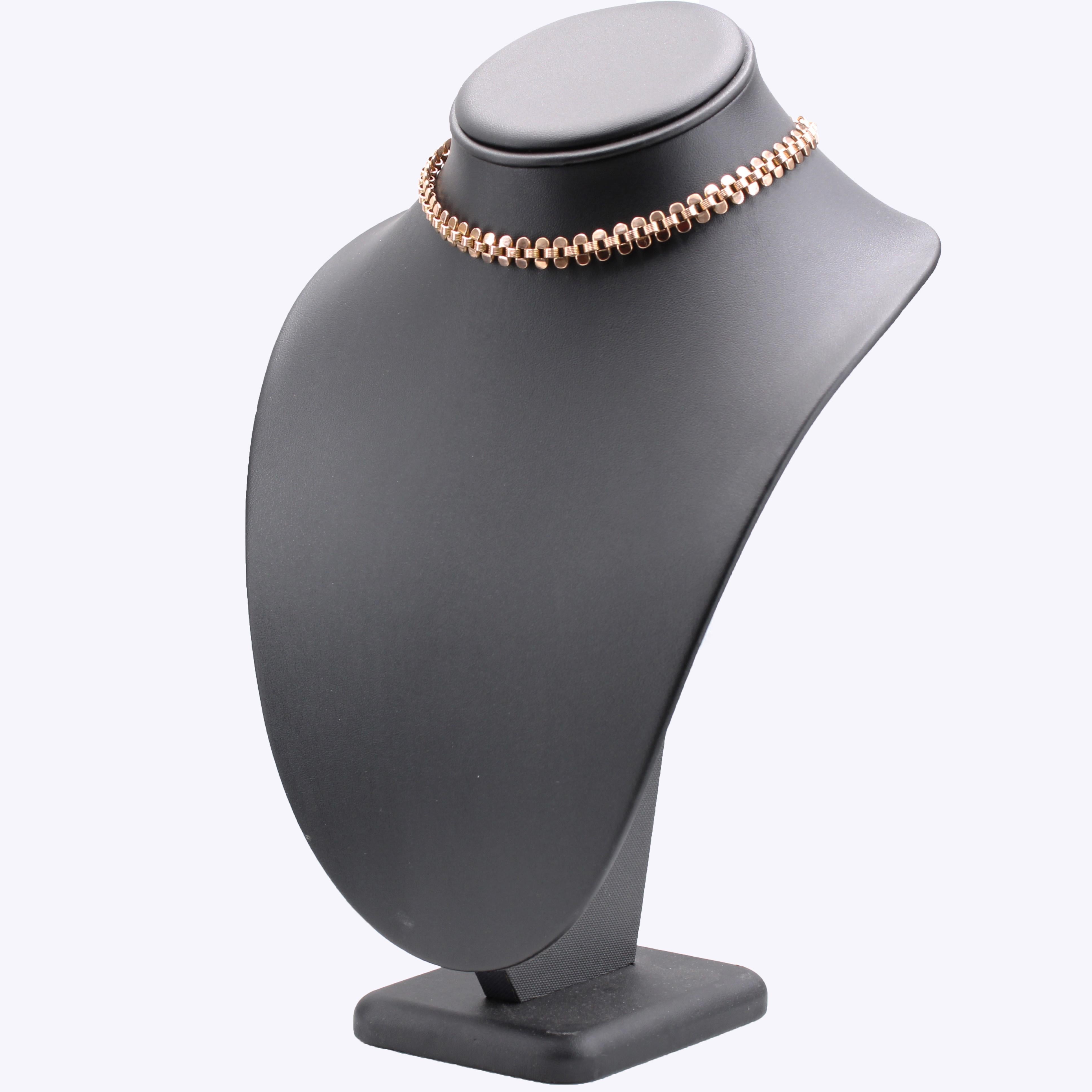 20th Century 18 Karat Rose Gold Choker Chain Necklace For Sale 3