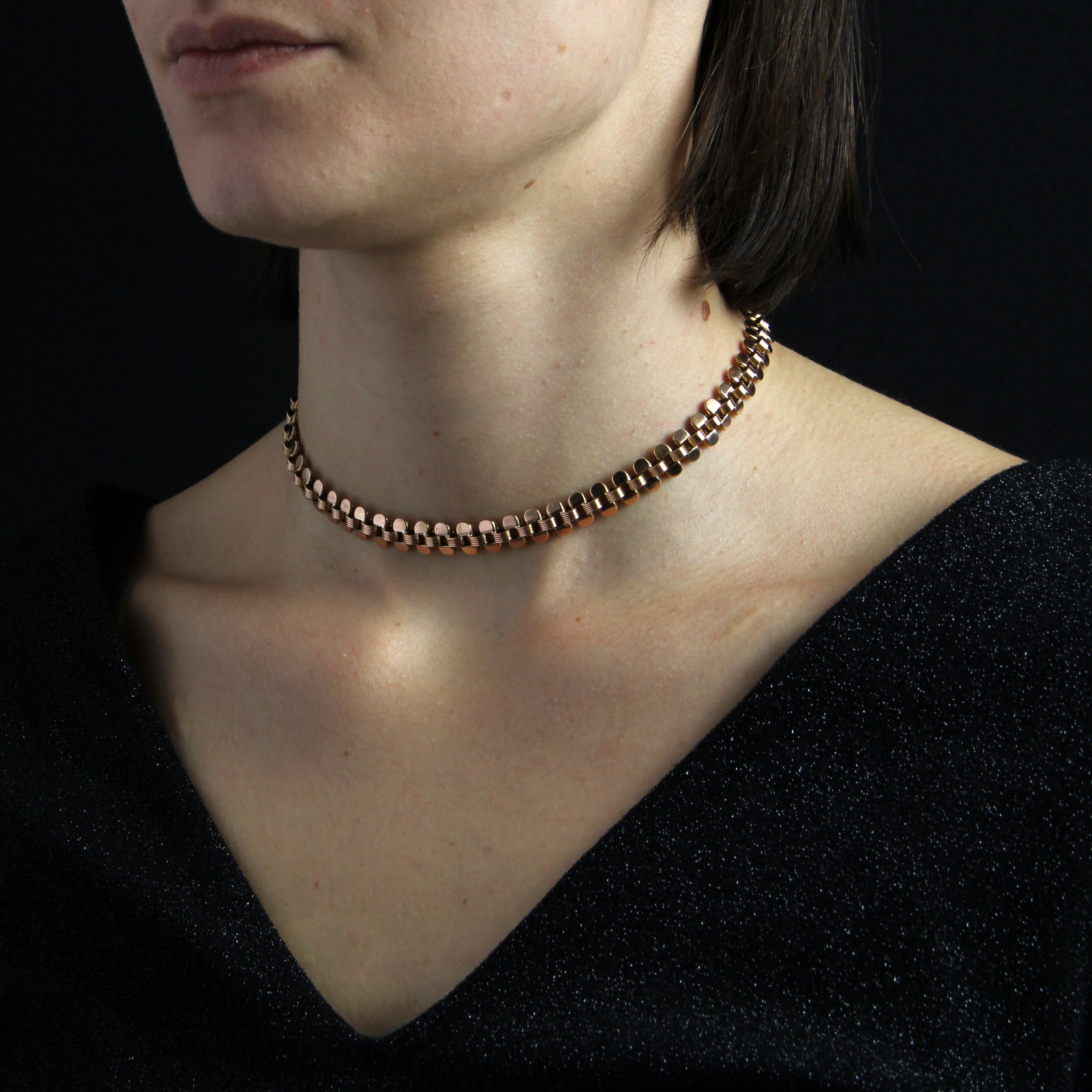 20th Century 18 Karat Rose Gold Choker Chain Necklace For Sale 4