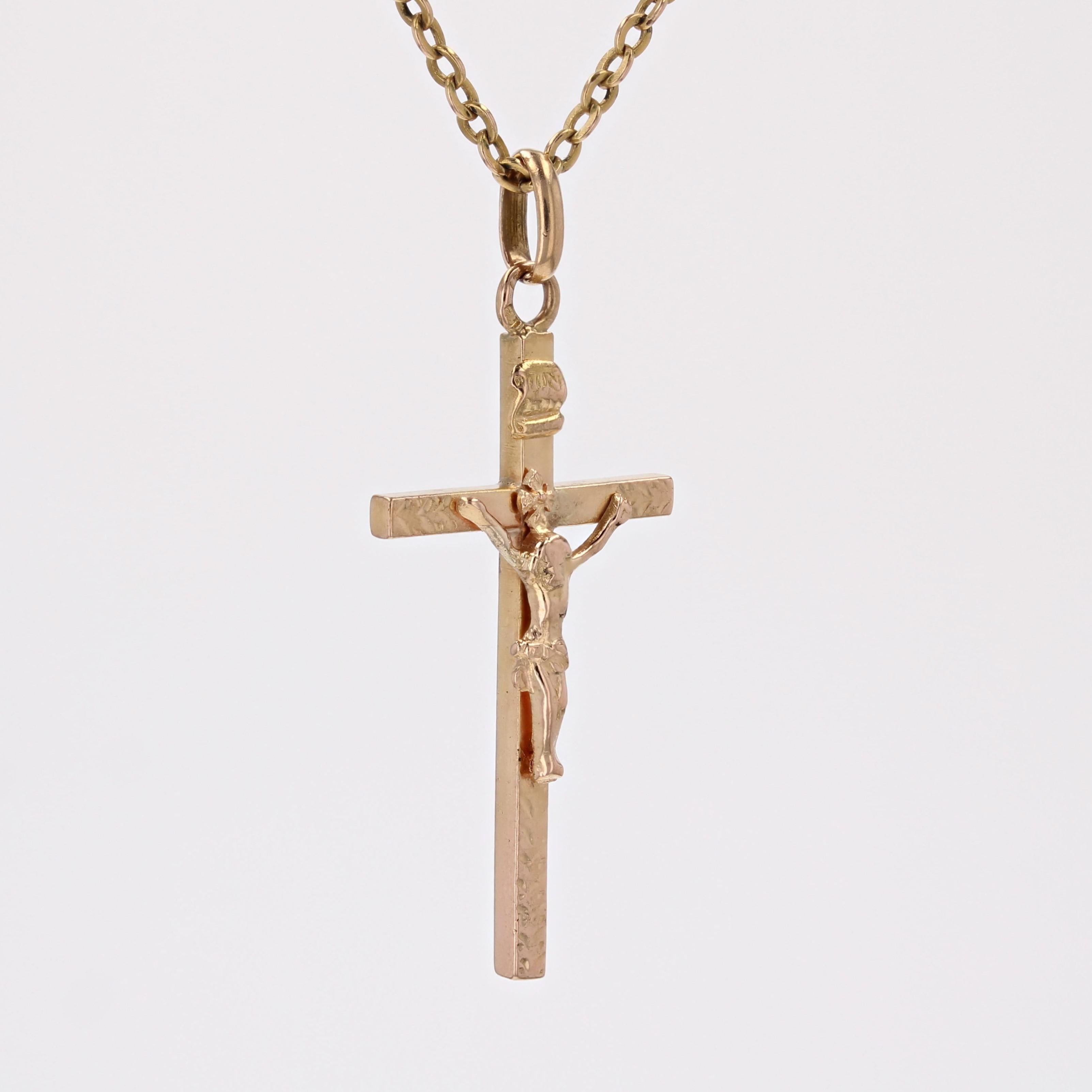 Women's or Men's 20th Century 18 Karat Rose Gold Christ Cross Pendant For Sale