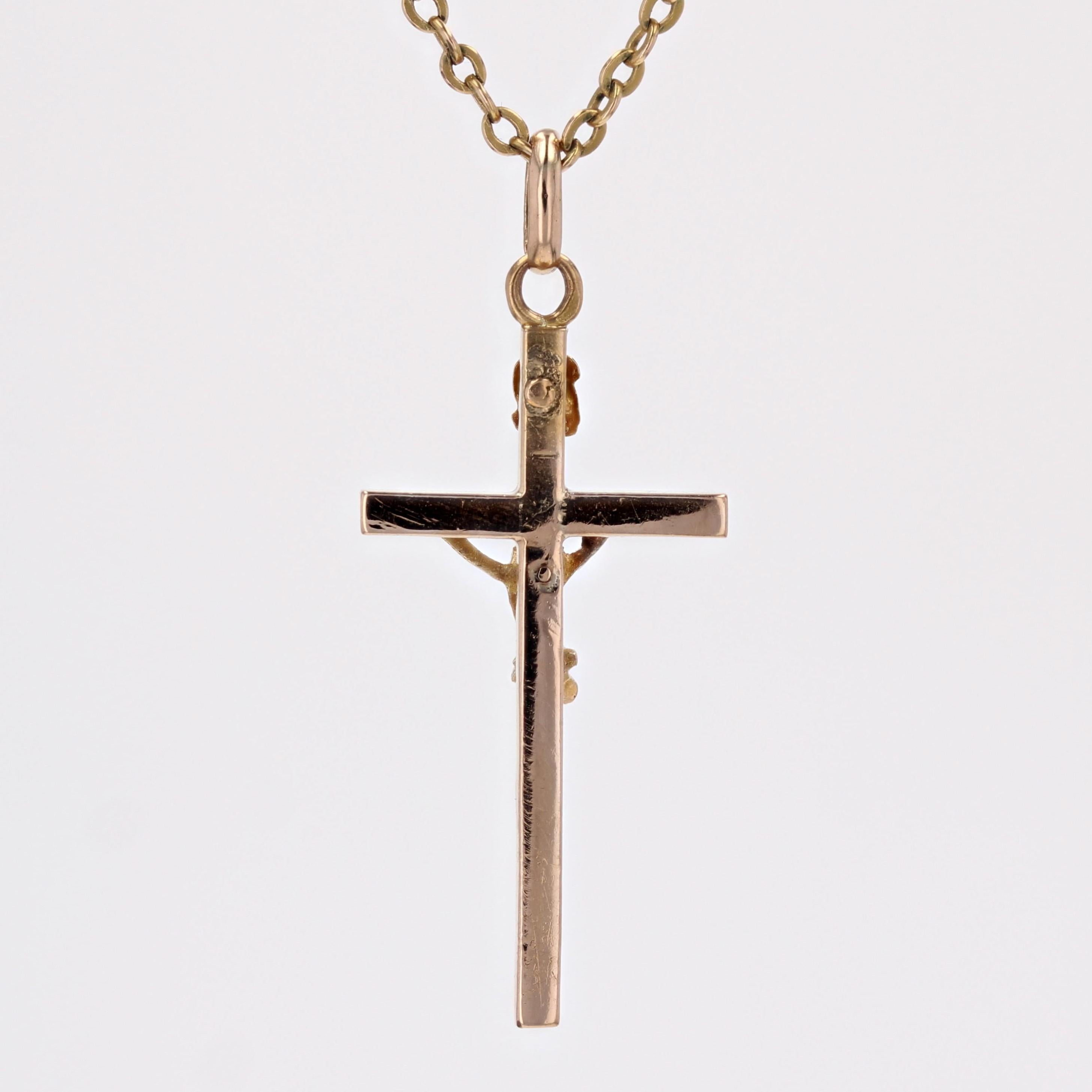 Pendentif croix du Christ en or rose 18 carats du 20e siècle en vente 2