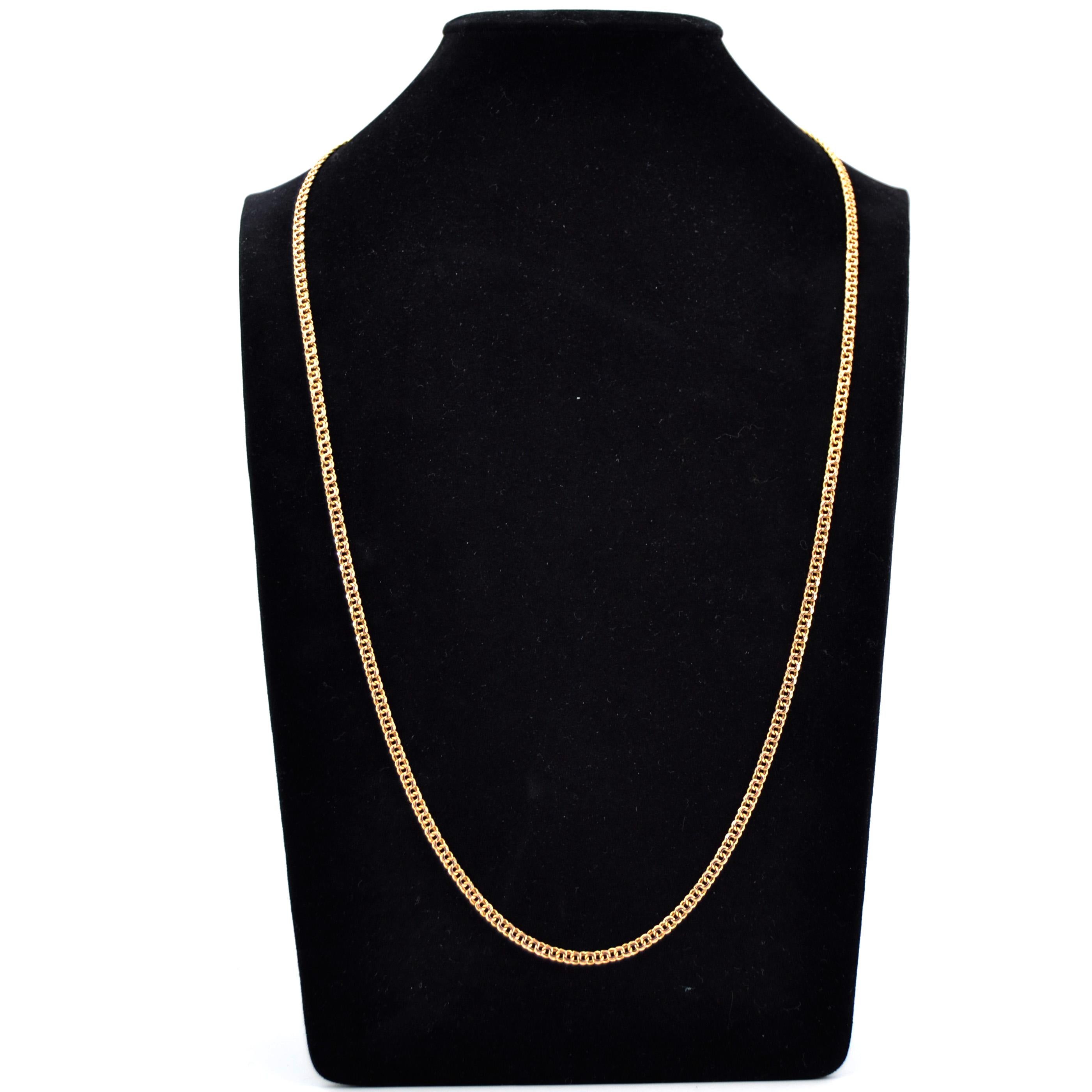 20th Century 18 Karat Rose Gold Double Jaseron Mesh Chain Necklace In Good Condition For Sale In Poitiers, FR