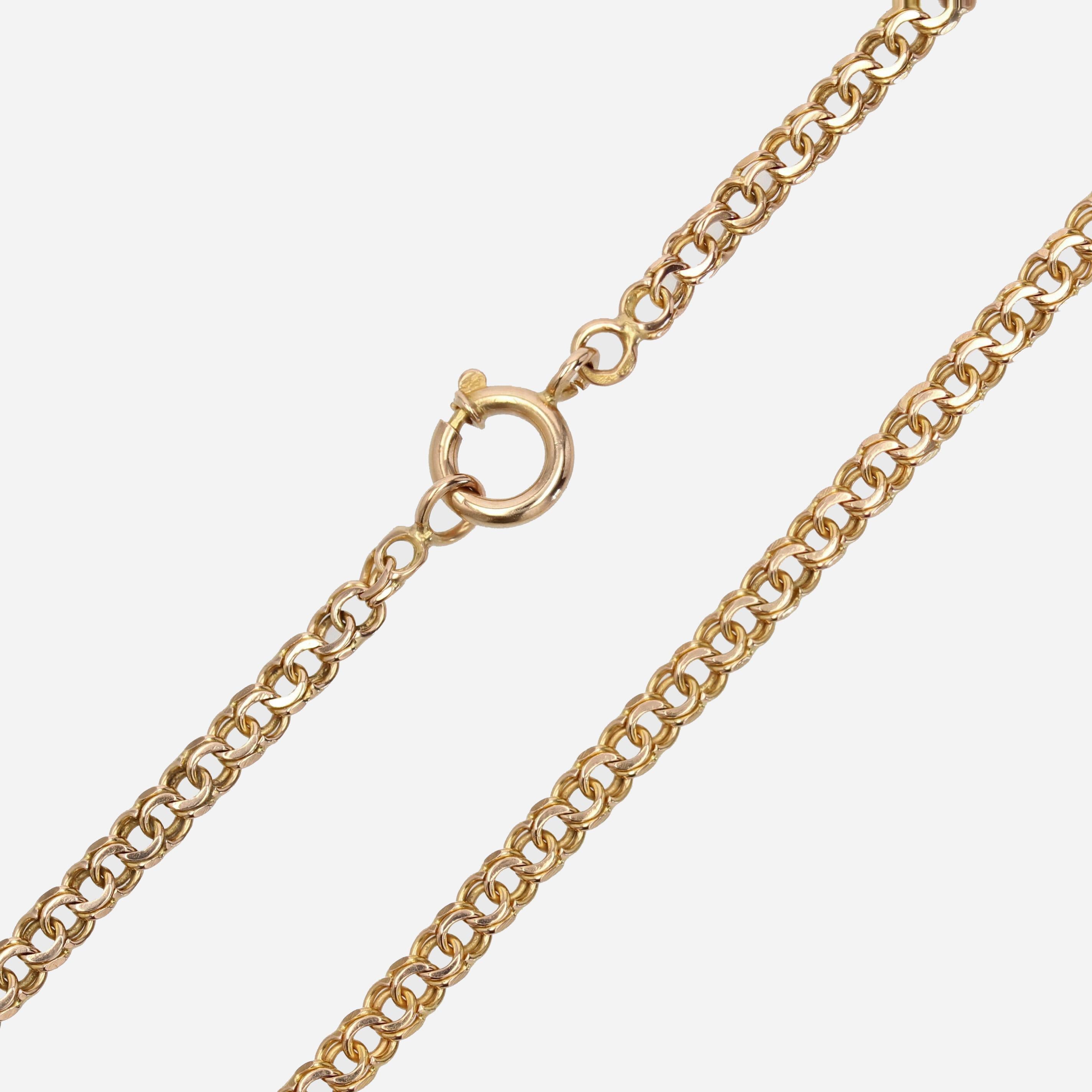 Women's 20th Century 18 Karat Rose Gold Double Jaseron Mesh Chain Necklace For Sale