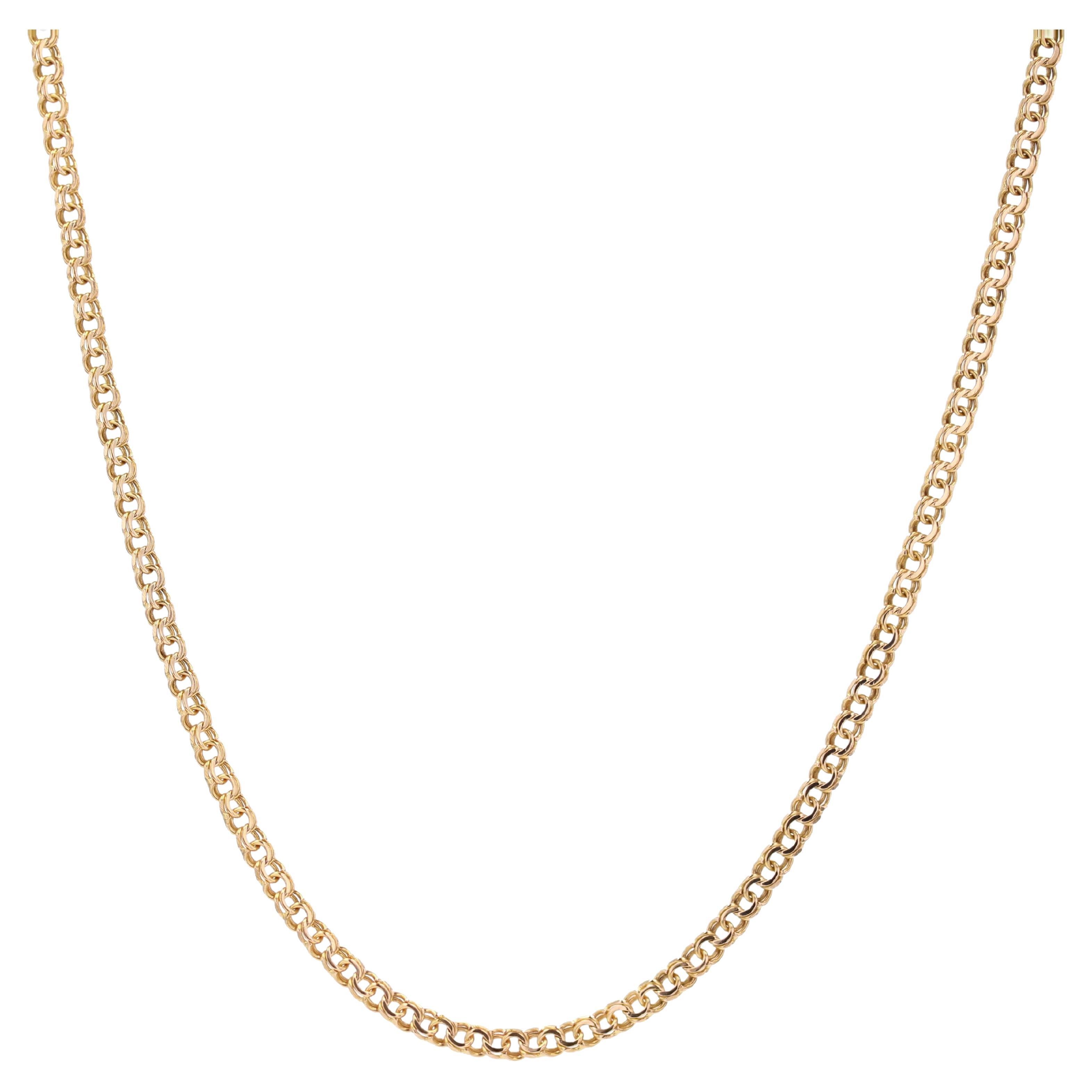 20th Century 18 Karat Rose Gold Double Jaseron Mesh Chain Necklace For Sale