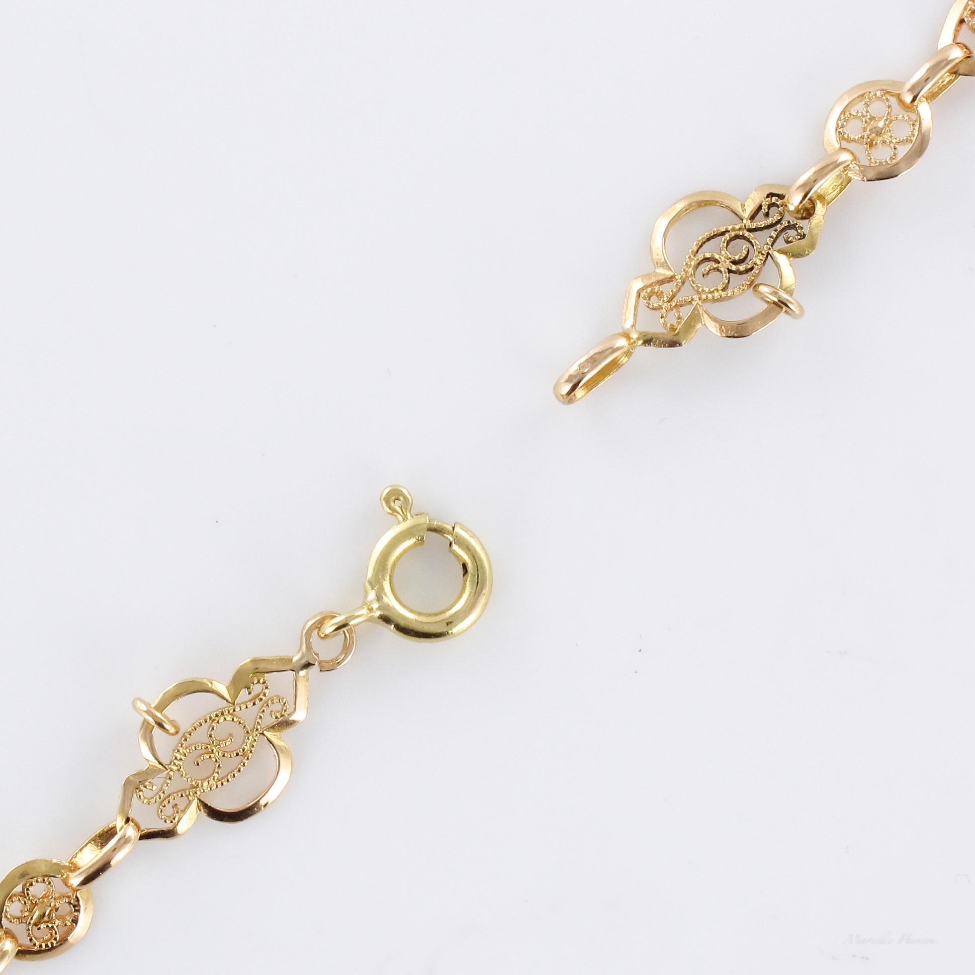 20th Century 18 Karat Rose Gold Filigree Shuttle Chain Necklace 5