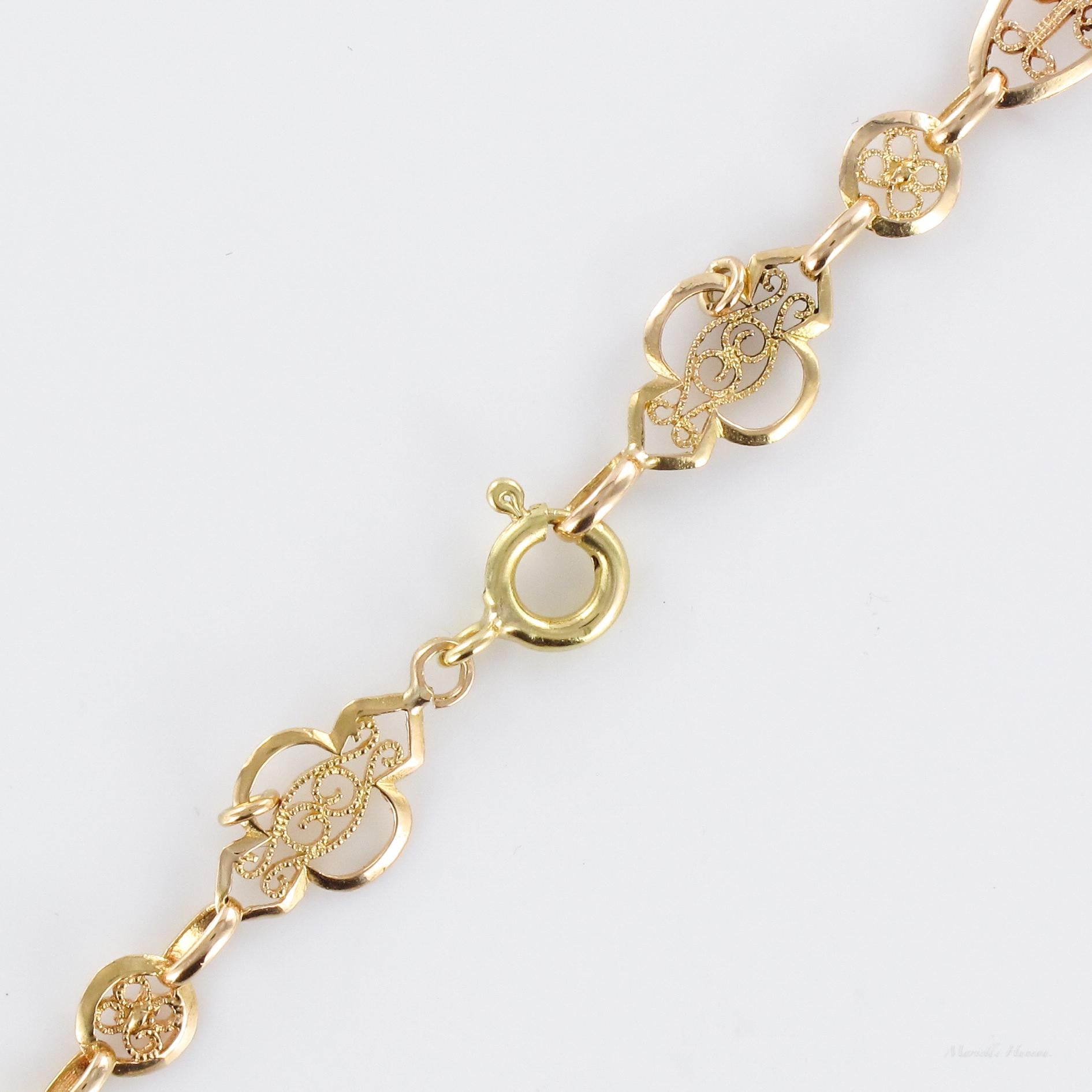 20th Century 18 Karat Rose Gold Filigree Shuttle Chain Necklace 4