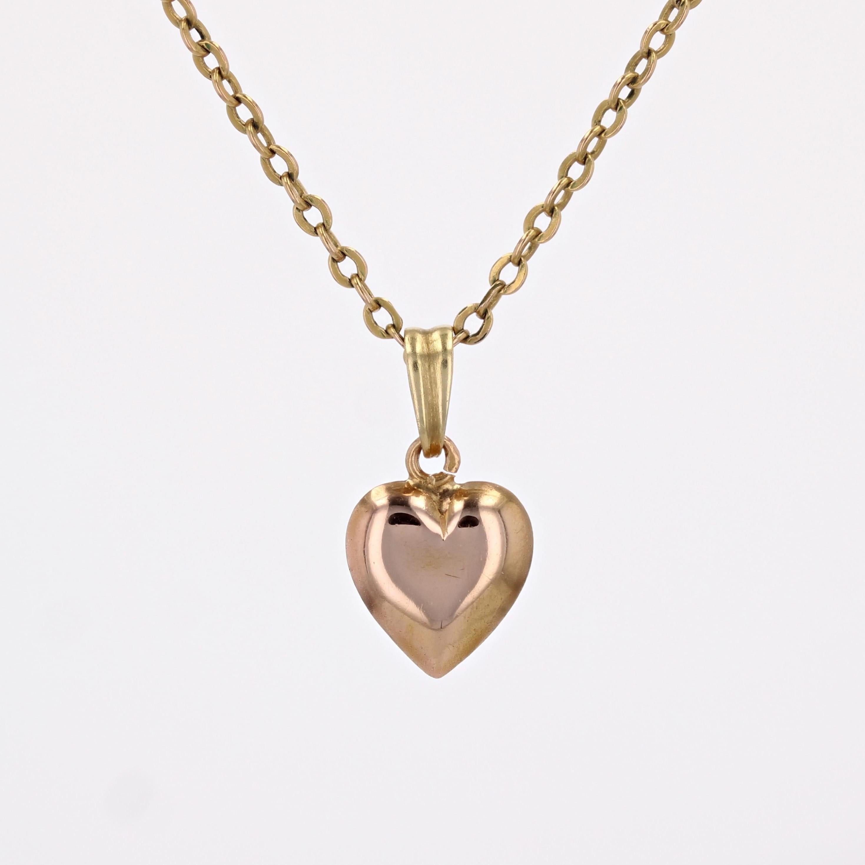 Ciondolo a forma di cuore in oro rosa 18 carati del XX secolo in vendita 5