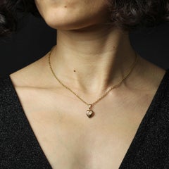 20th Century 18 Karat Rose Gold Heart-Shape Domed Charm Pendant