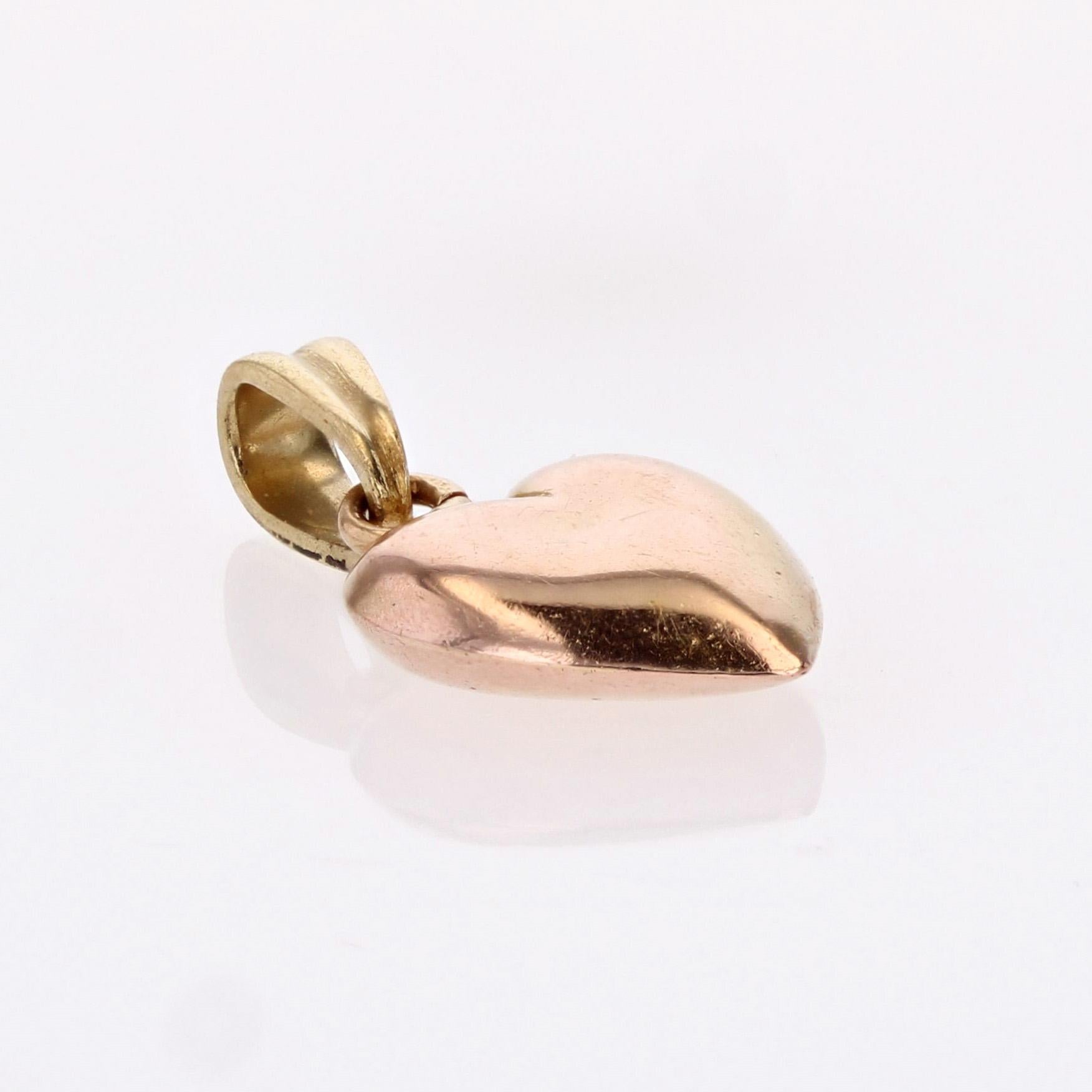 Ciondolo a forma di cuore in oro rosa 18 carati del XX secolo In condizioni buone in vendita a Poitiers, FR