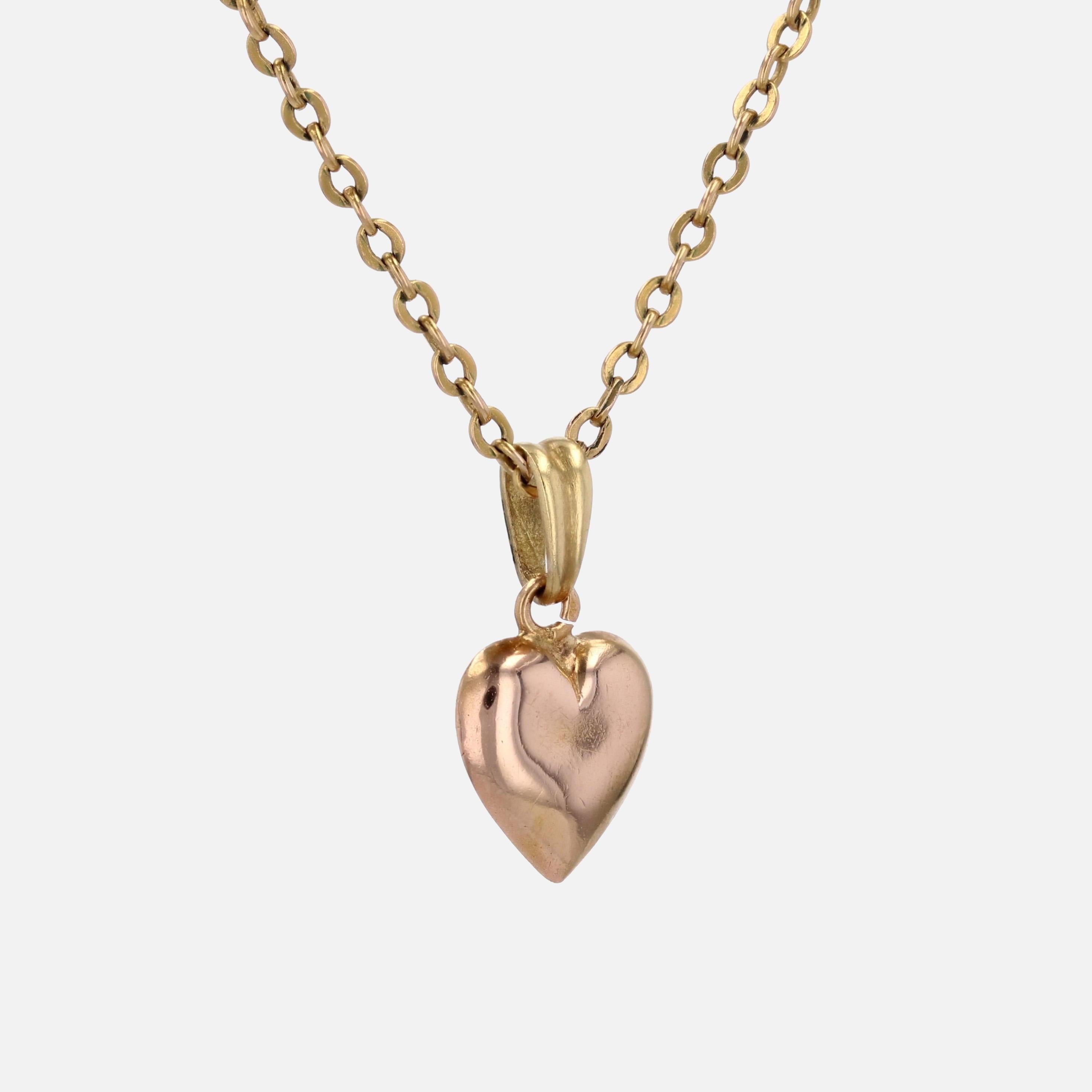 Donna Ciondolo a forma di cuore in oro rosa 18 carati del XX secolo in vendita