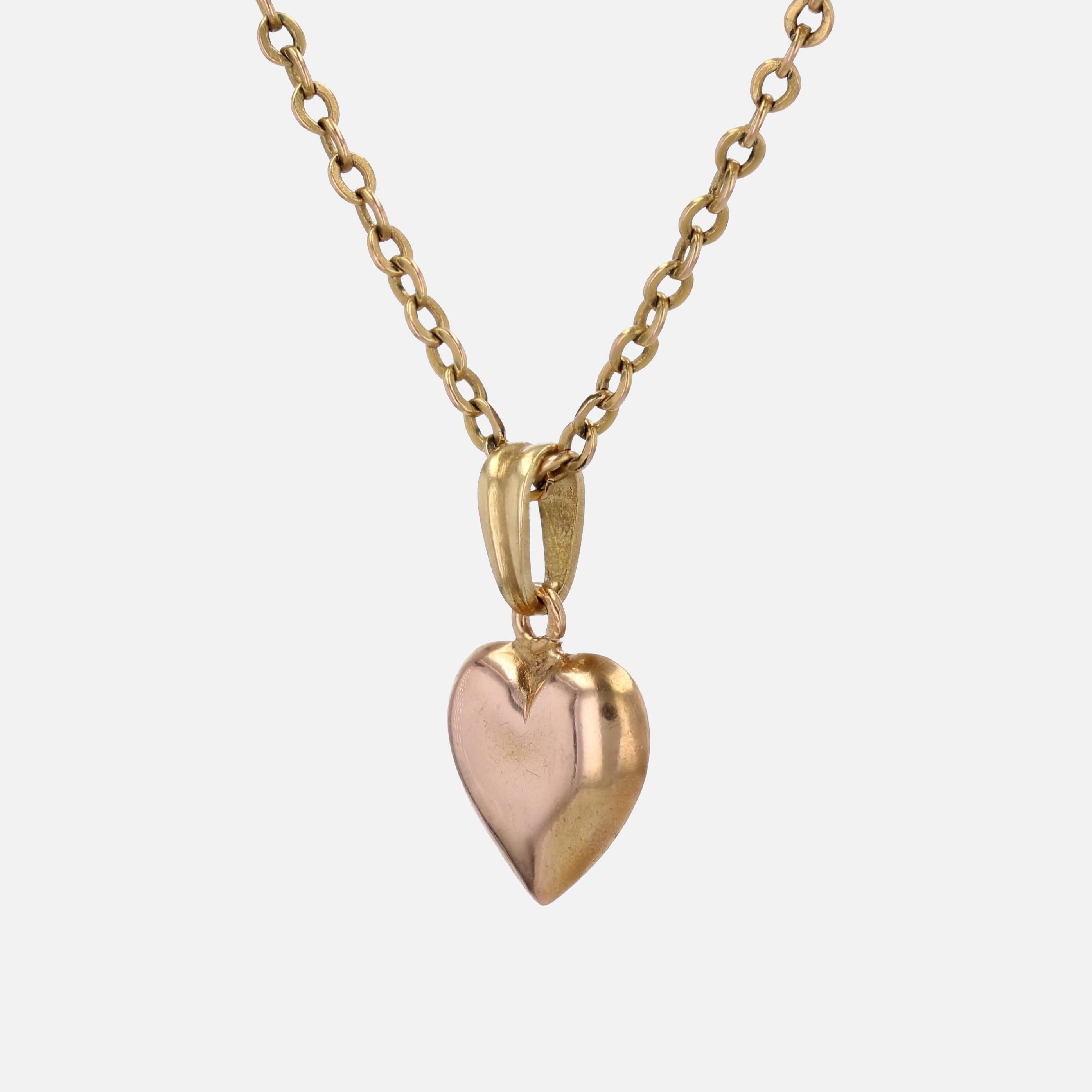 Ciondolo a forma di cuore in oro rosa 18 carati del XX secolo in vendita 1