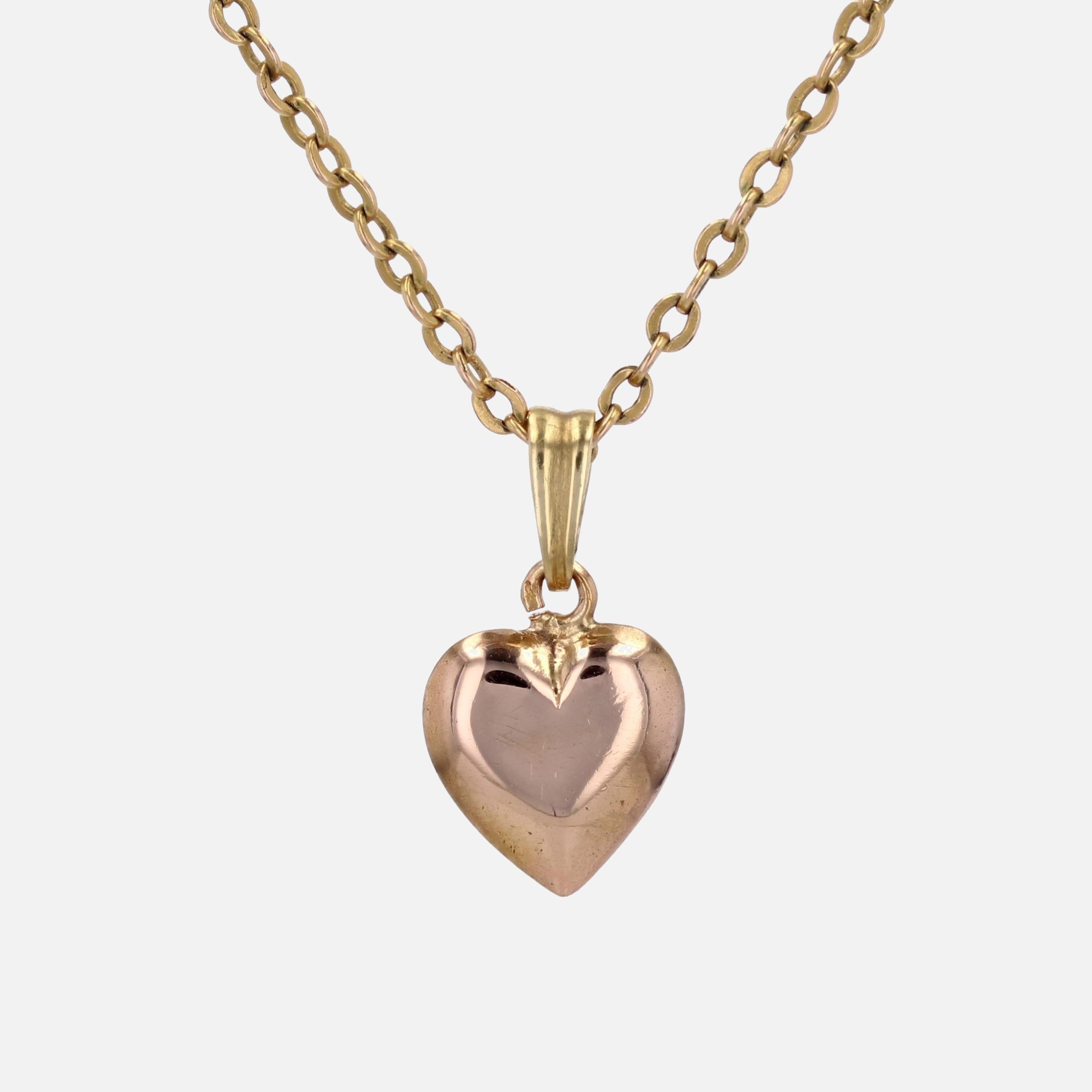 Ciondolo a forma di cuore in oro rosa 18 carati del XX secolo in vendita 4
