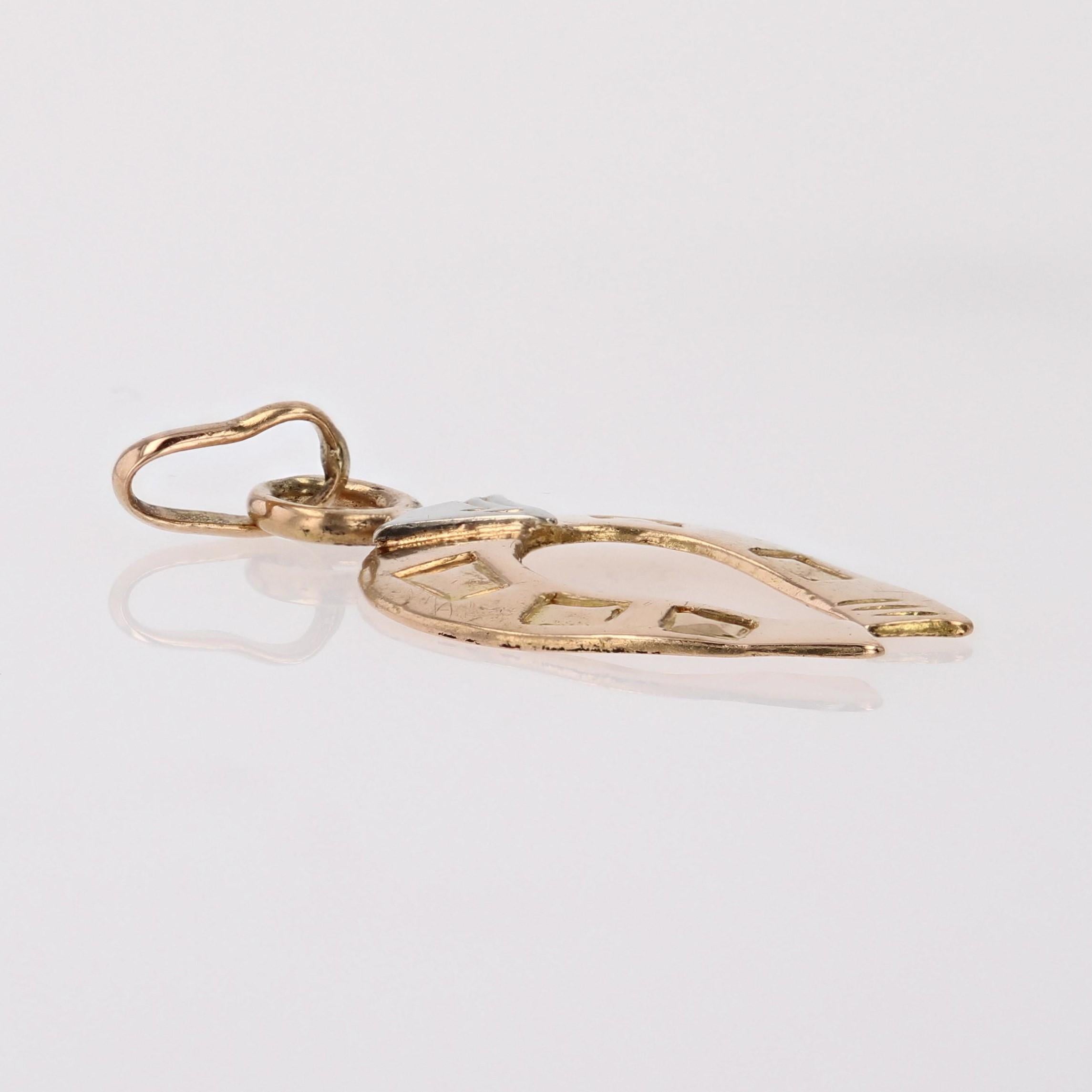 Pendentif breloque fer à cheval en or rose 18 carats du 20ème siècle en vente 2