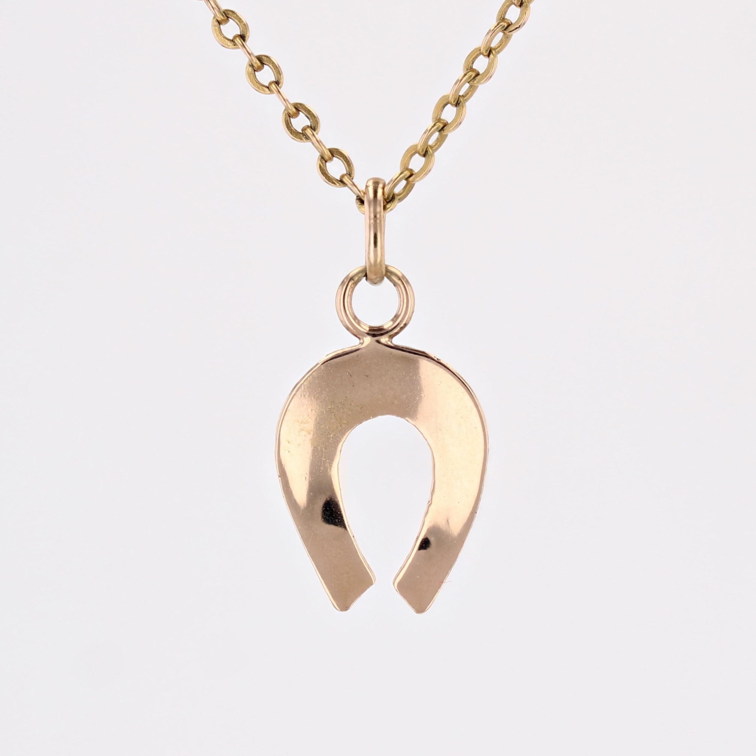 Pendentif breloque fer à cheval en or rose 18 carats du 20ème siècle en vente 3