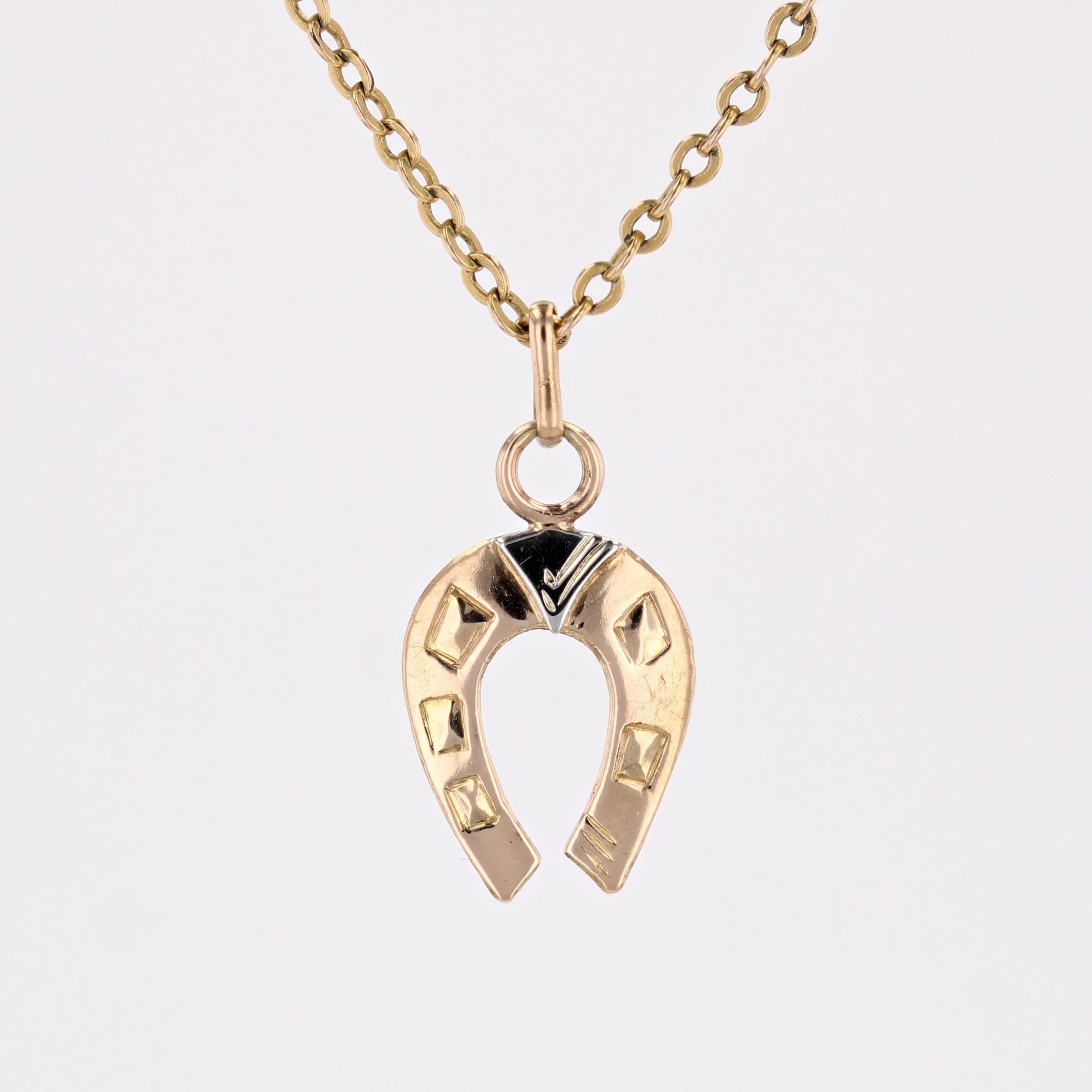 Pendentif breloque fer à cheval en or rose 18 carats du 20ème siècle en vente 4