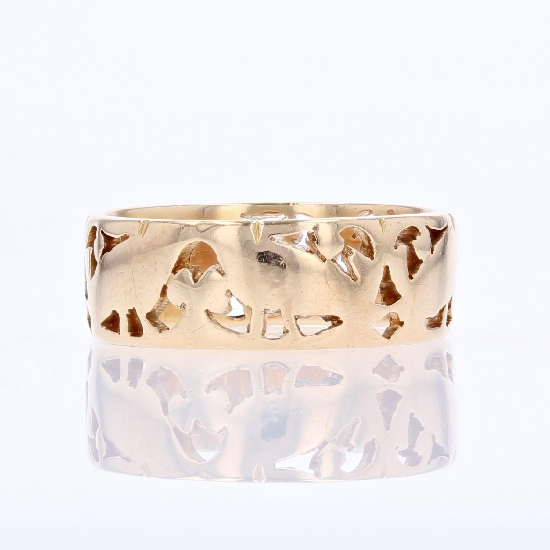20th Century 18 Karat Rose Gold Openwork Ring In Good Condition For Sale In Poitiers, FR
