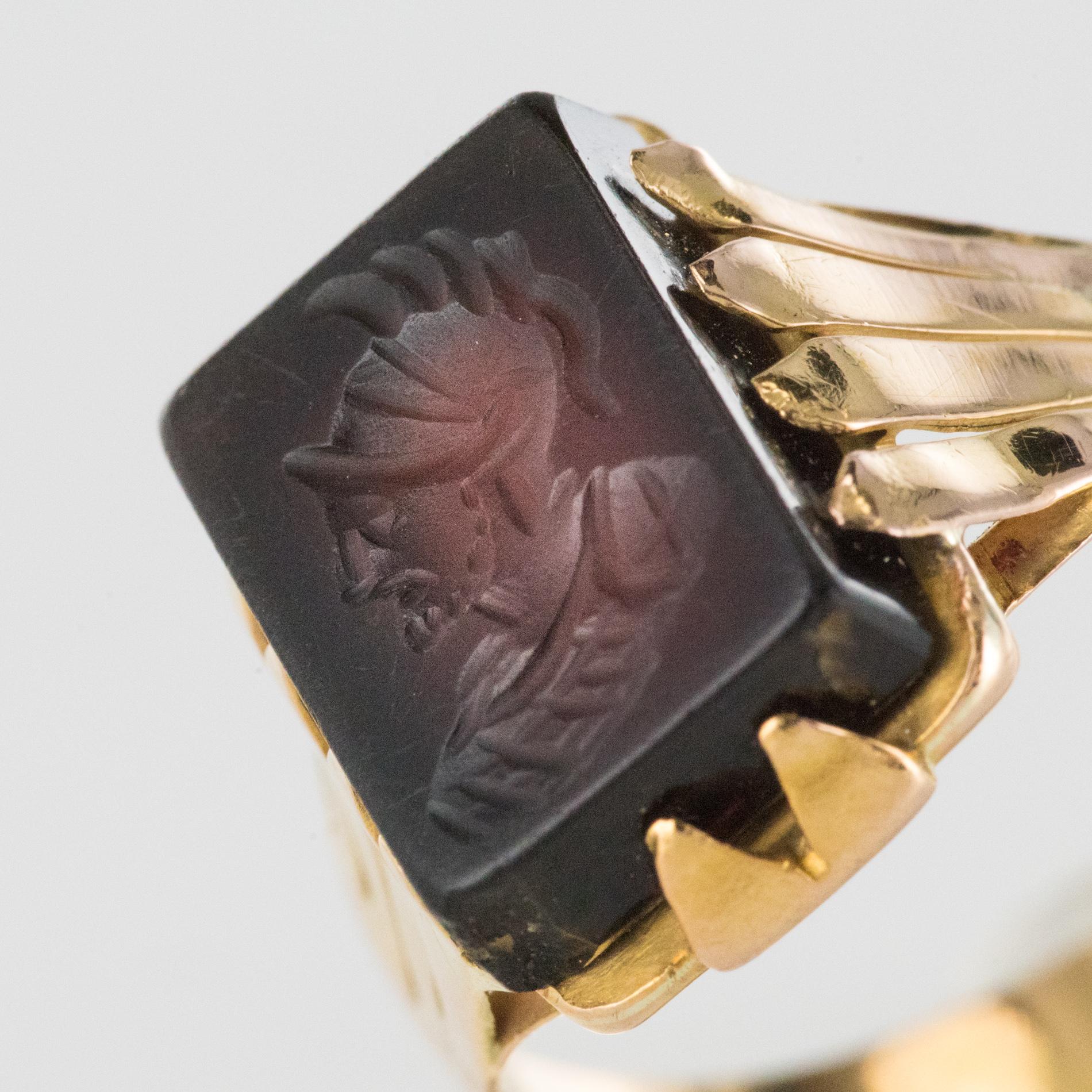 20th Century 18 Karat Rose Gold Sardoine Unisex Signet Ring 2