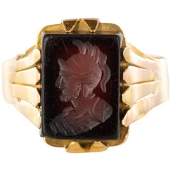 Antique 20th Century 18 Karat Rose Gold Sardoine Unisex Signet Ring