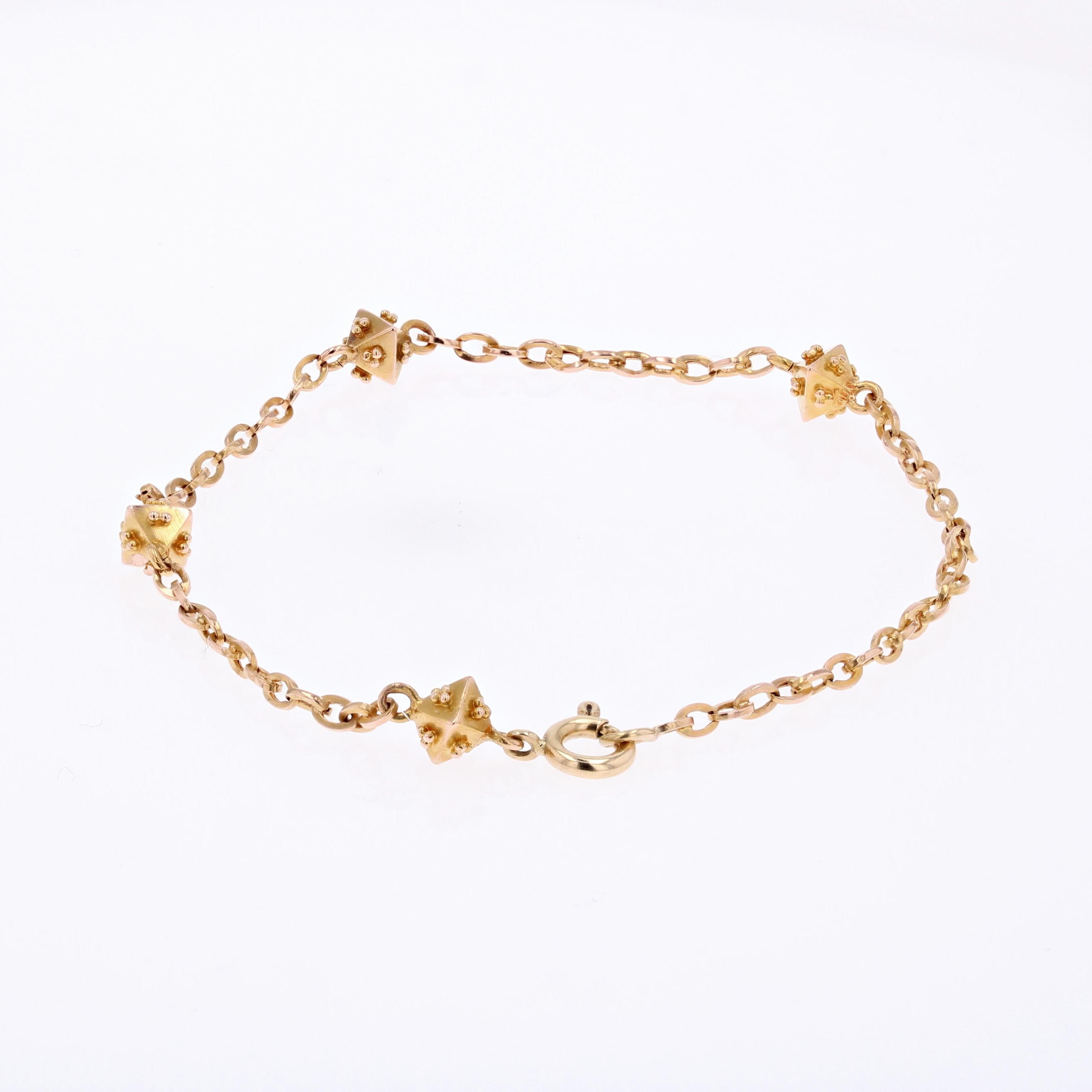 Belle Époque 20th Century 18 Karat Rose Gold Studded Pattern Bracelet