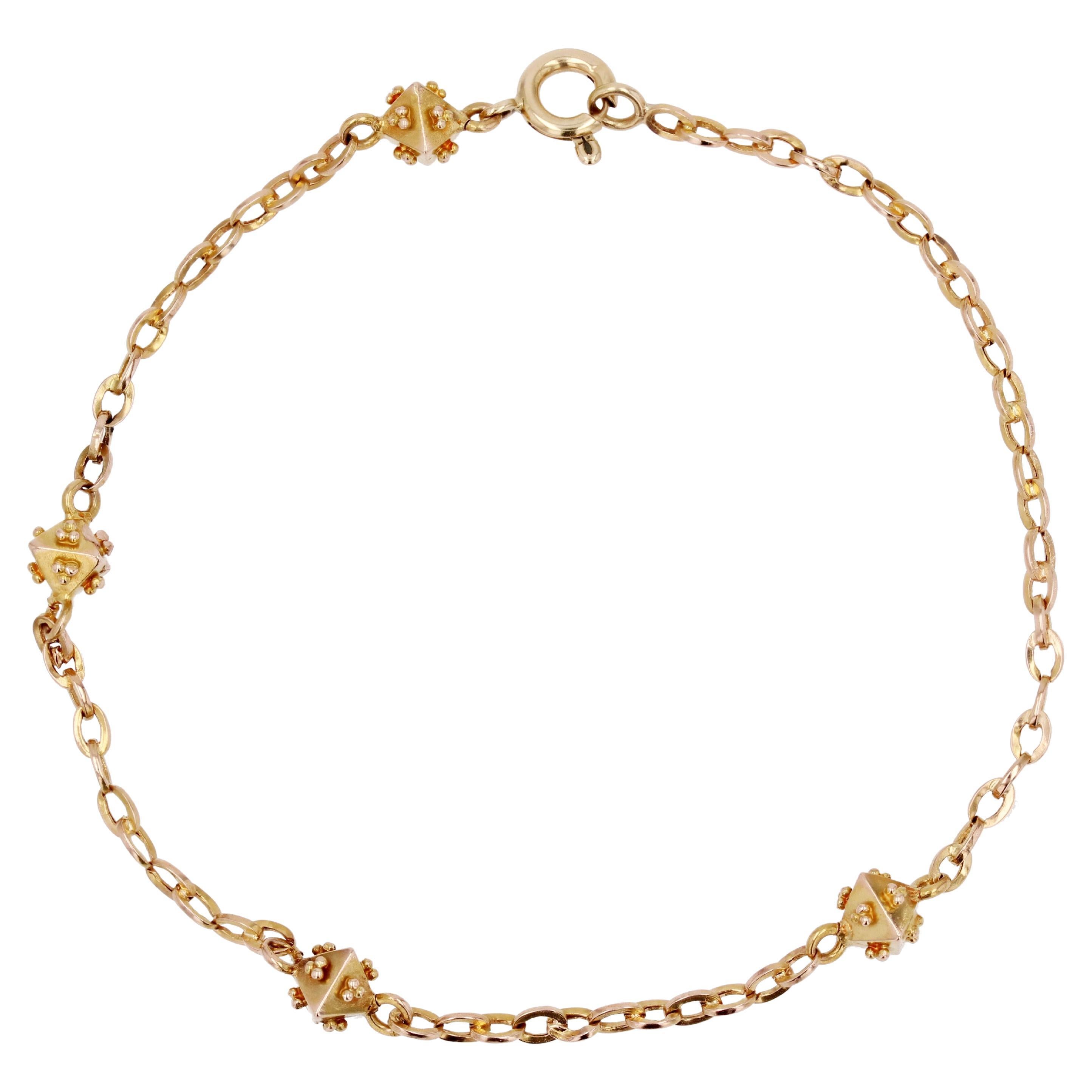 20th Century 18 Karat Rose Gold Studded Pattern Bracelet