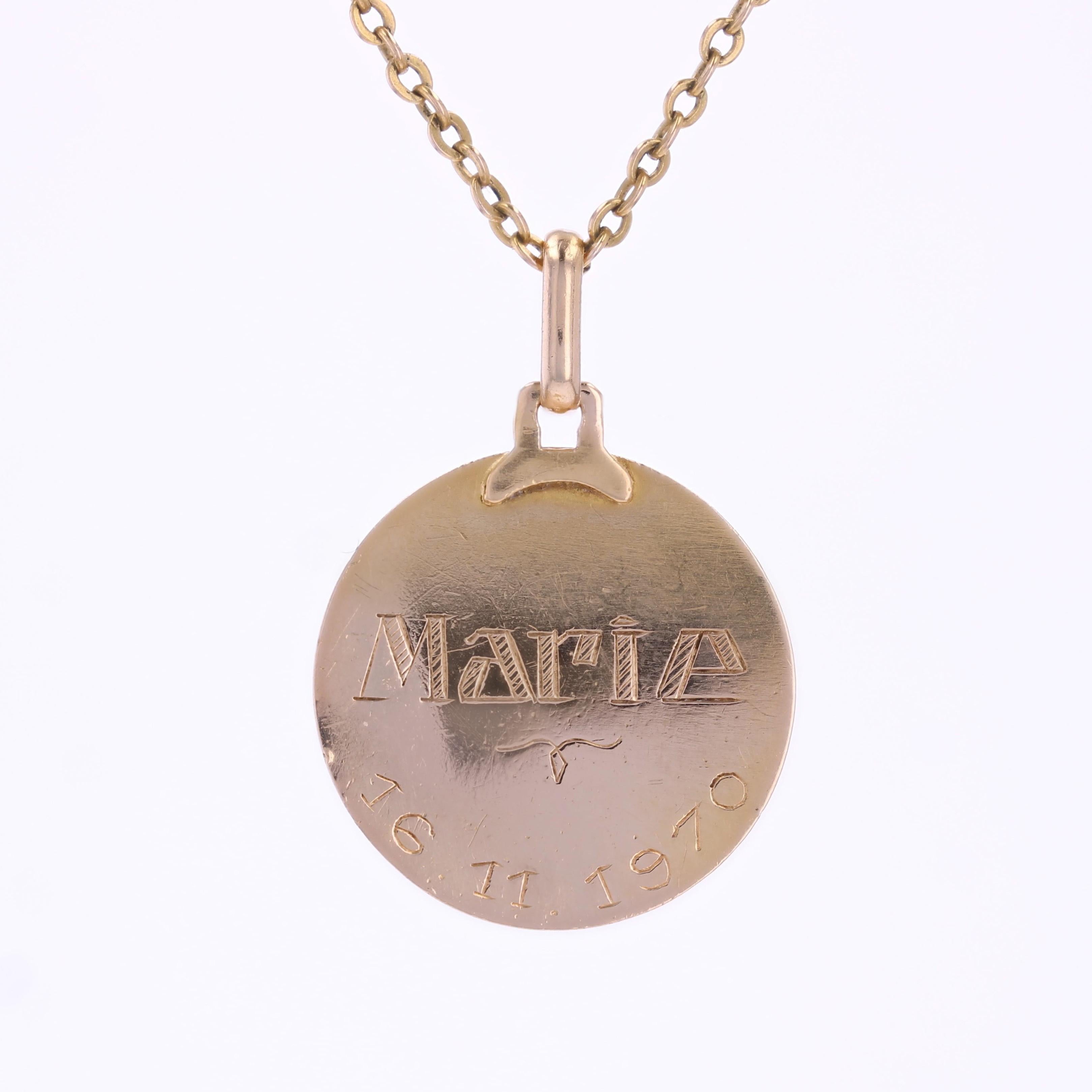 20th Century 18 Karat Rose Gold Virgin Grun Medal Pendant For Sale 3