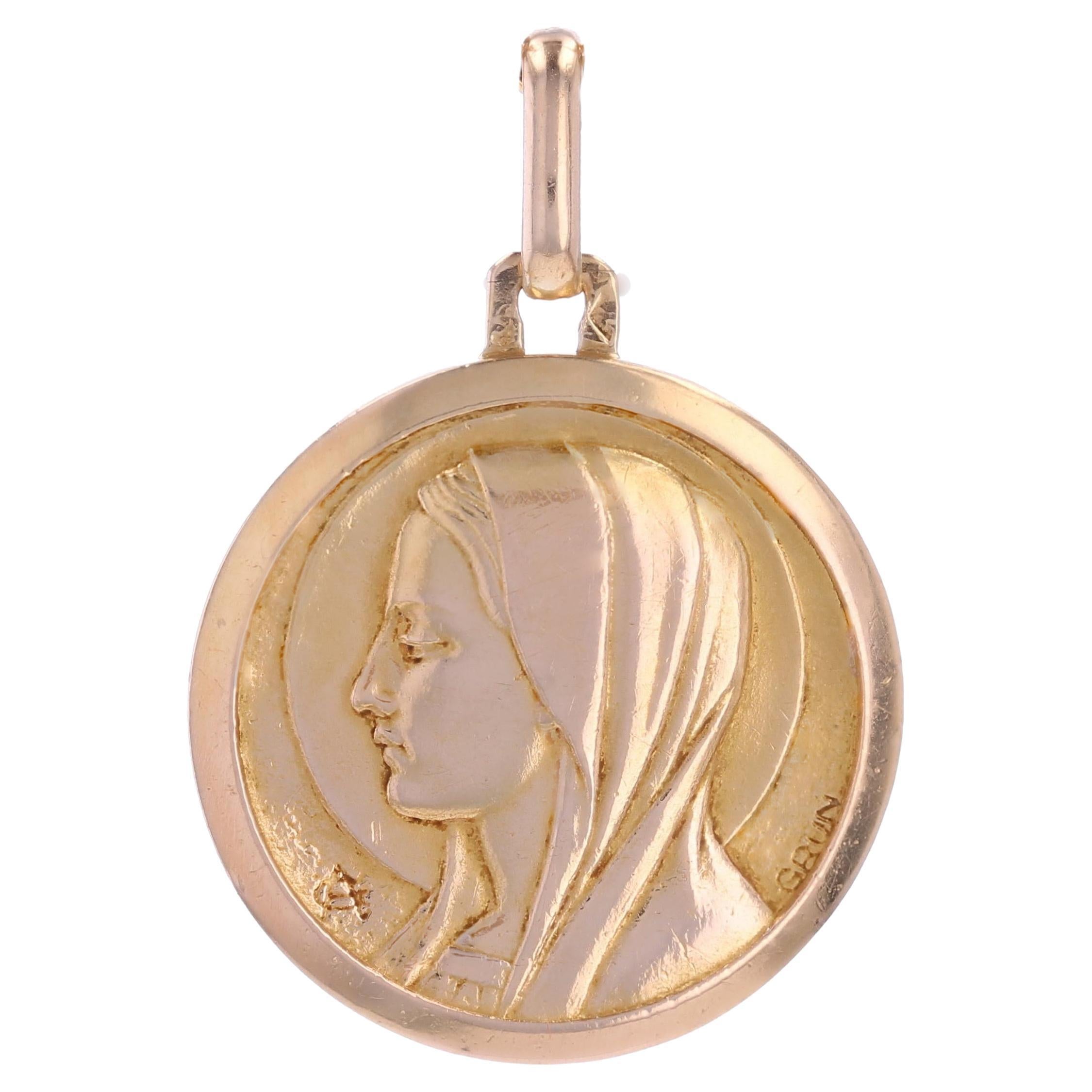 20th Century 18 Karat Rose Gold Virgin Grun Medal Pendant