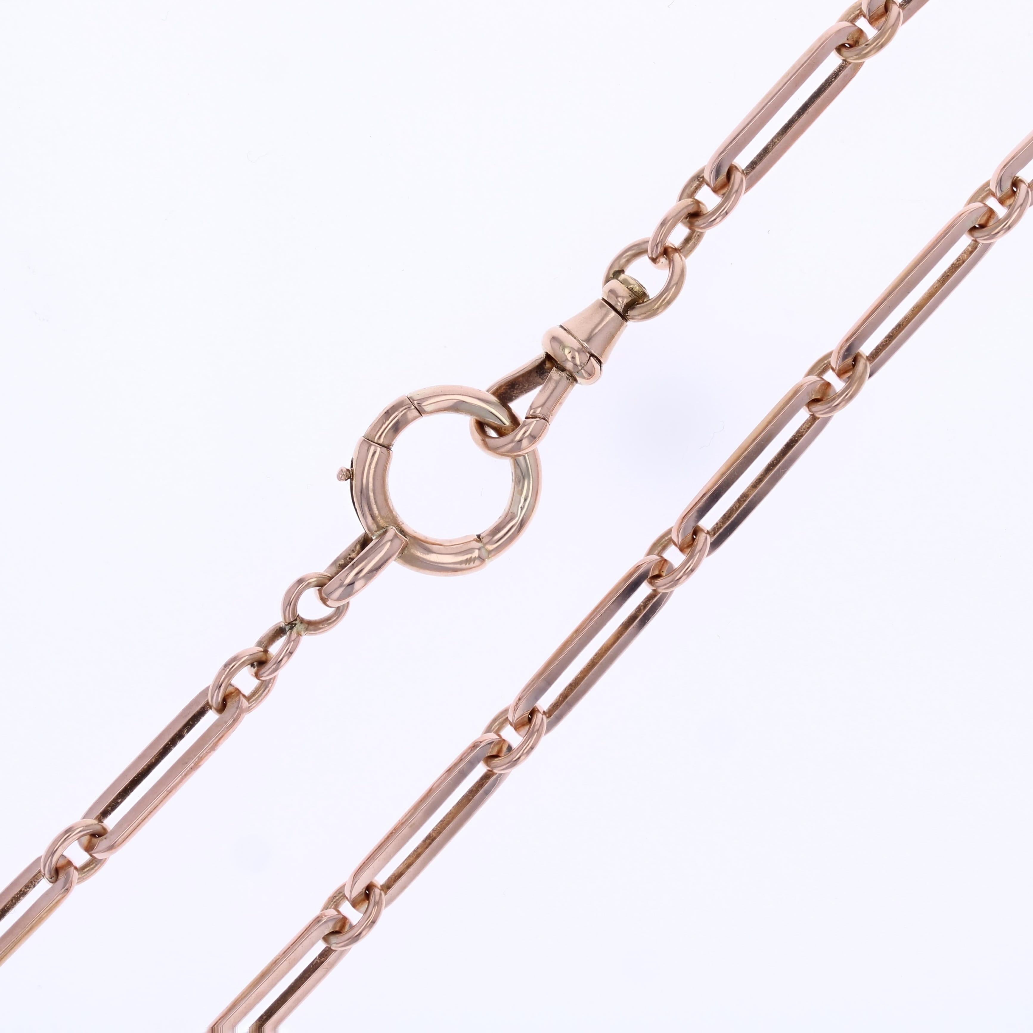 Collar gargantilla con cadena de reloj de oro rosa de 18 quilates del siglo XX en venta 7