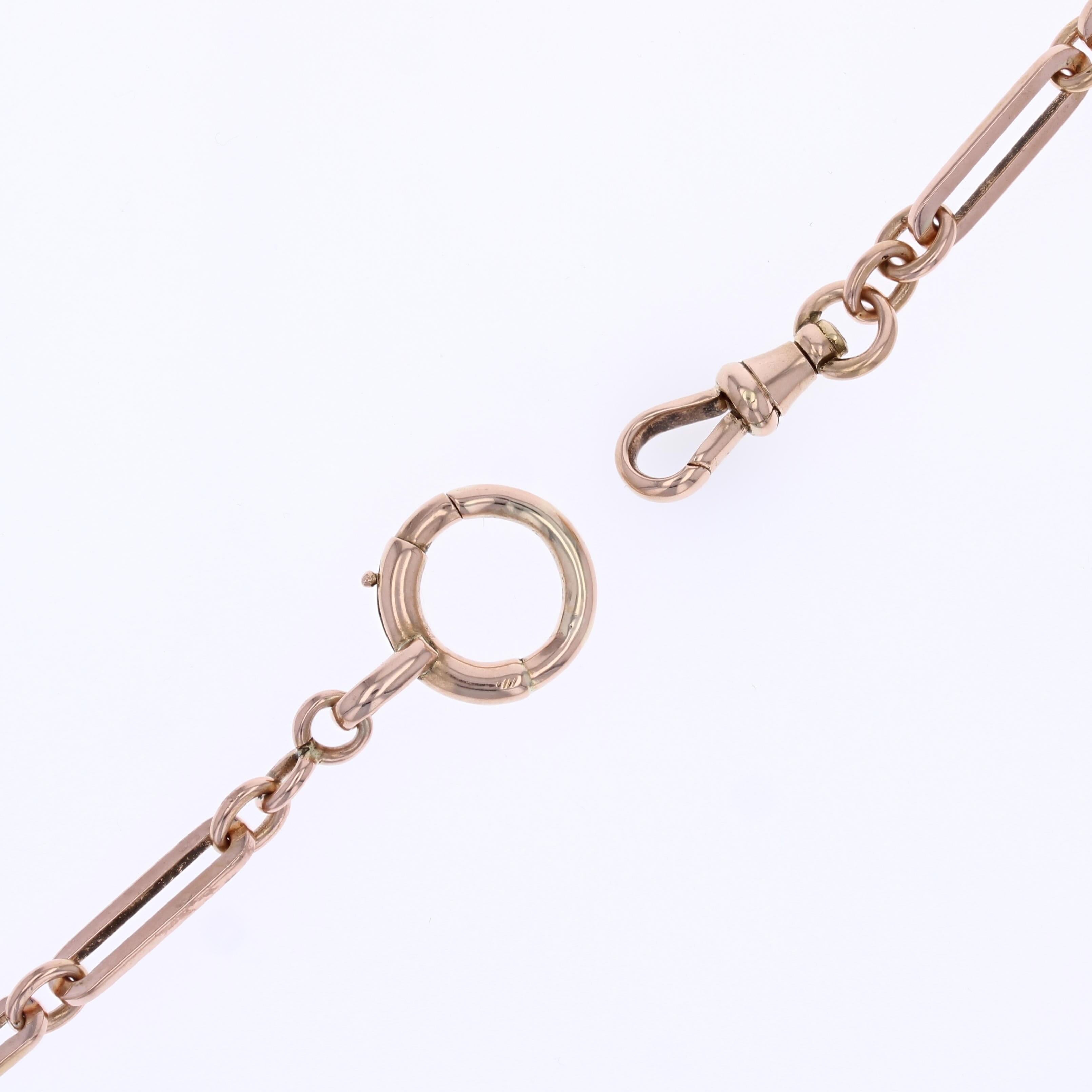 Collar gargantilla con cadena de reloj de oro rosa de 18 quilates del siglo XX en venta 8