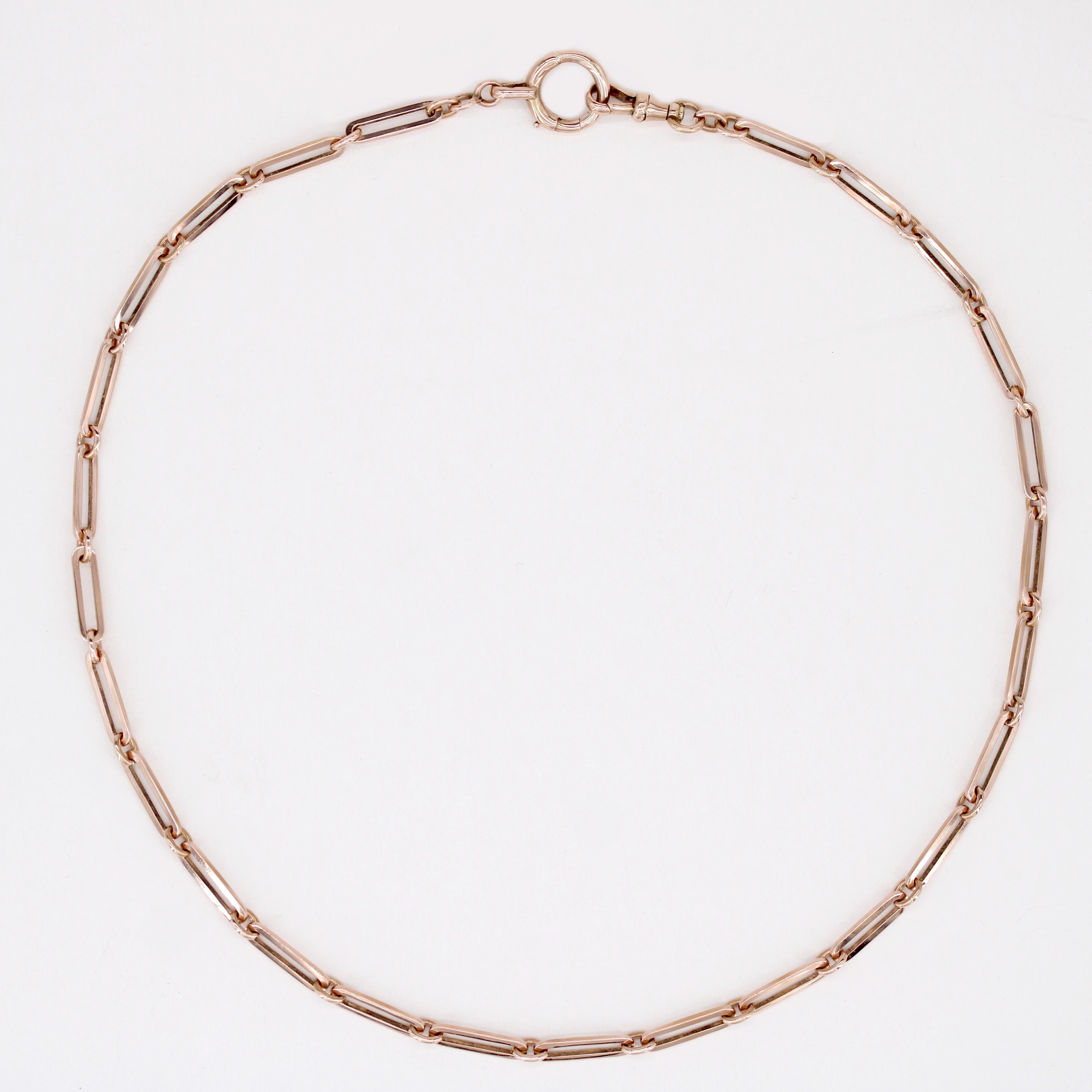 Collar gargantilla con cadena de reloj de oro rosa de 18 quilates del siglo XX en Bueno estado para la venta en Poitiers, FR