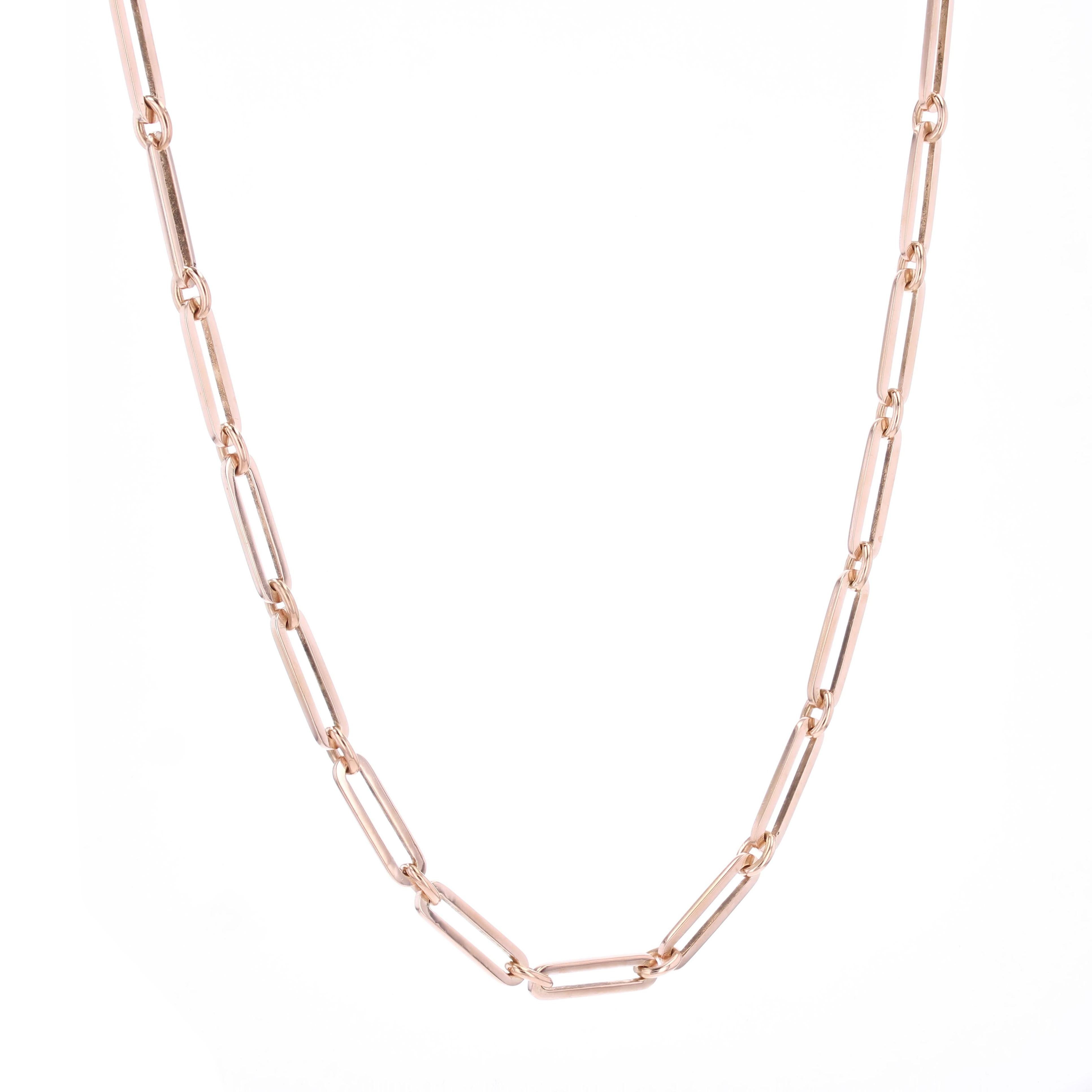 Femenino o masculino Collar gargantilla con cadena de reloj de oro rosa de 18 quilates del siglo XX en venta