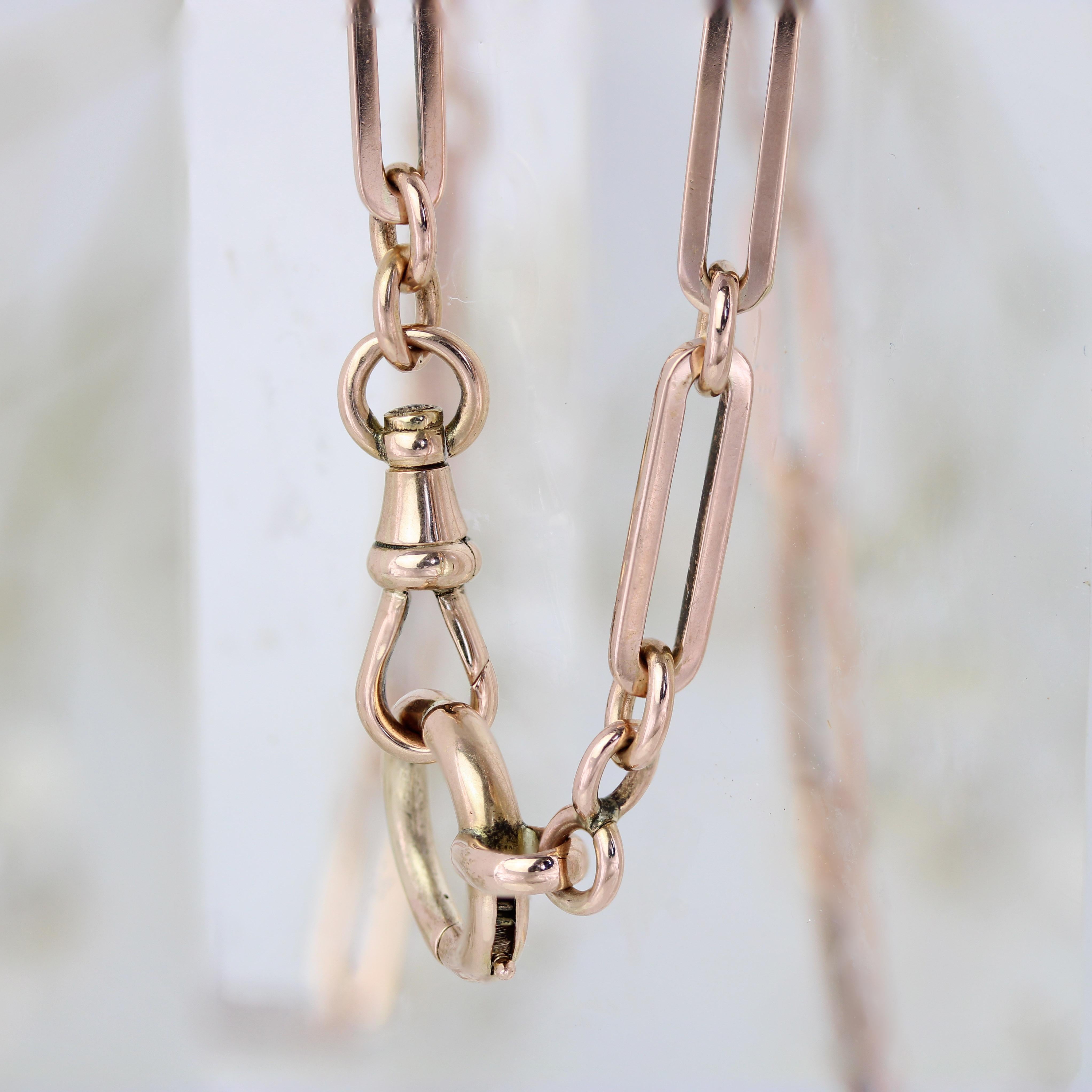Collar gargantilla con cadena de reloj de oro rosa de 18 quilates del siglo XX en venta 2