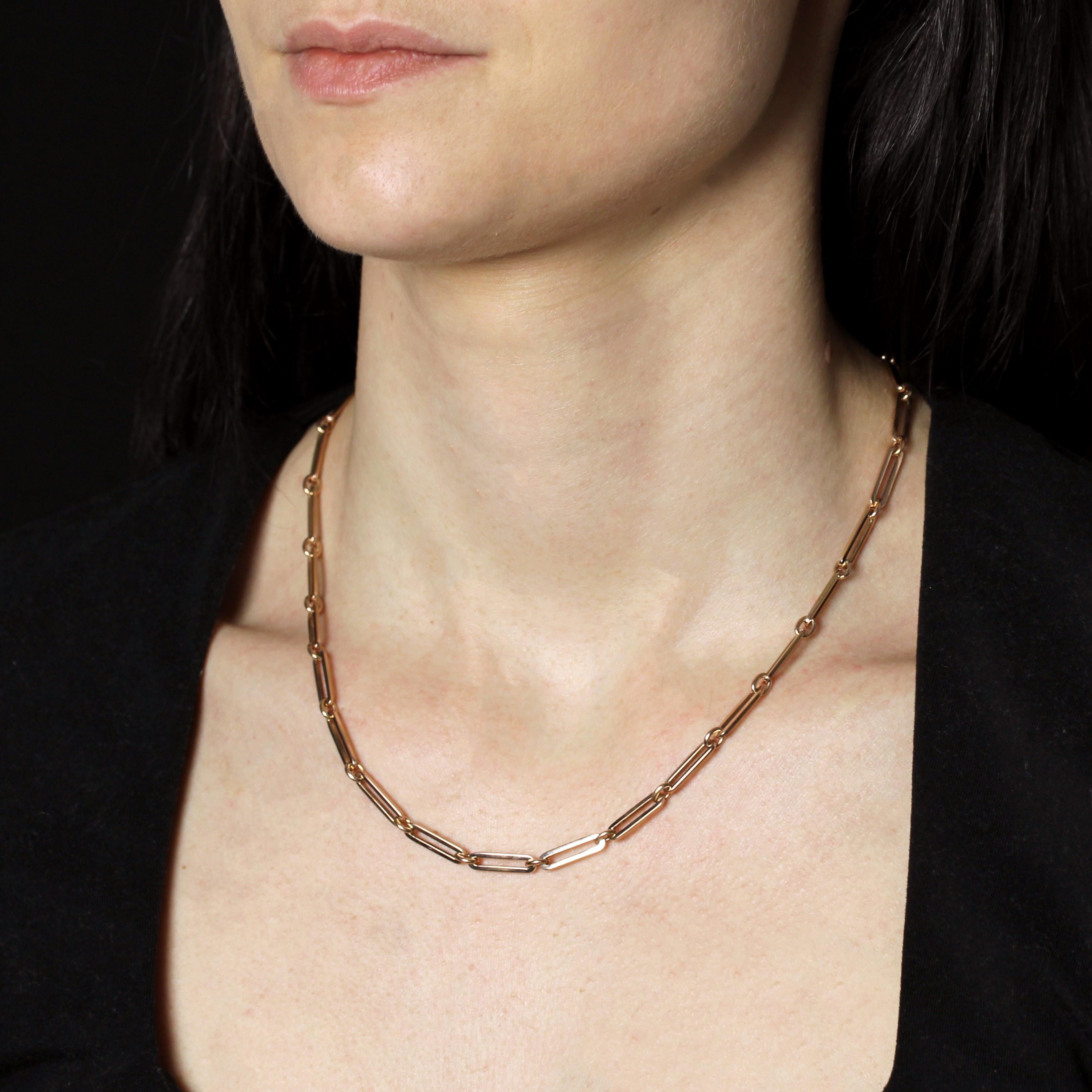 Collar gargantilla con cadena de reloj de oro rosa de 18 quilates del siglo XX en venta 3