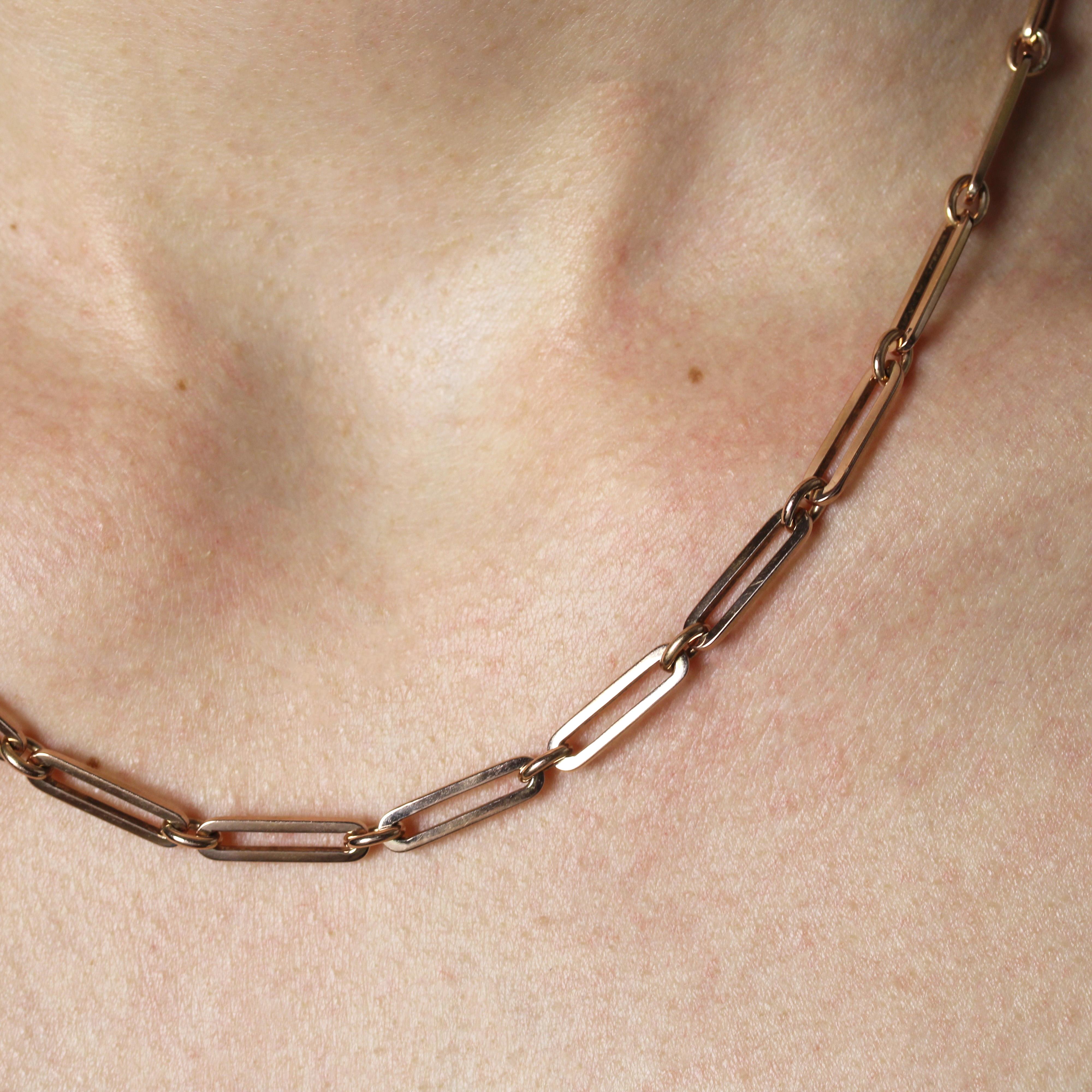 Collar gargantilla con cadena de reloj de oro rosa de 18 quilates del siglo XX en venta 4