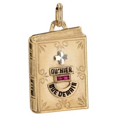 20th Century 18 Karat Yellow Gold Augis Book Medal Pendant