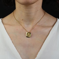 20th Century 18 Karat Yellow Gold  Augis Love Squarred Medal Pendant