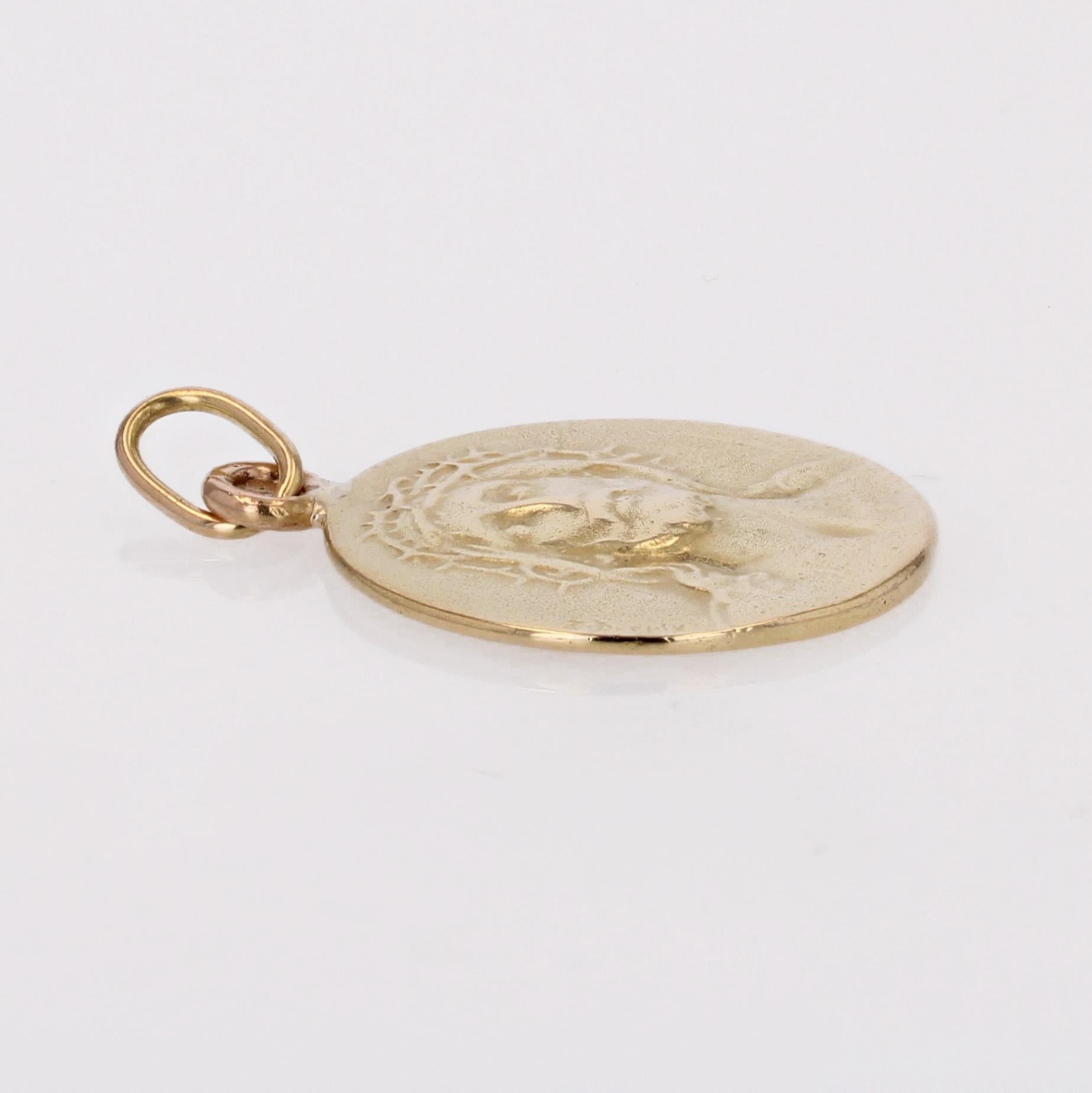 Belle Époque Pendentif en or jaune 18 carats du 20e siècle, signé Christ, médaille de Dropsy en vente