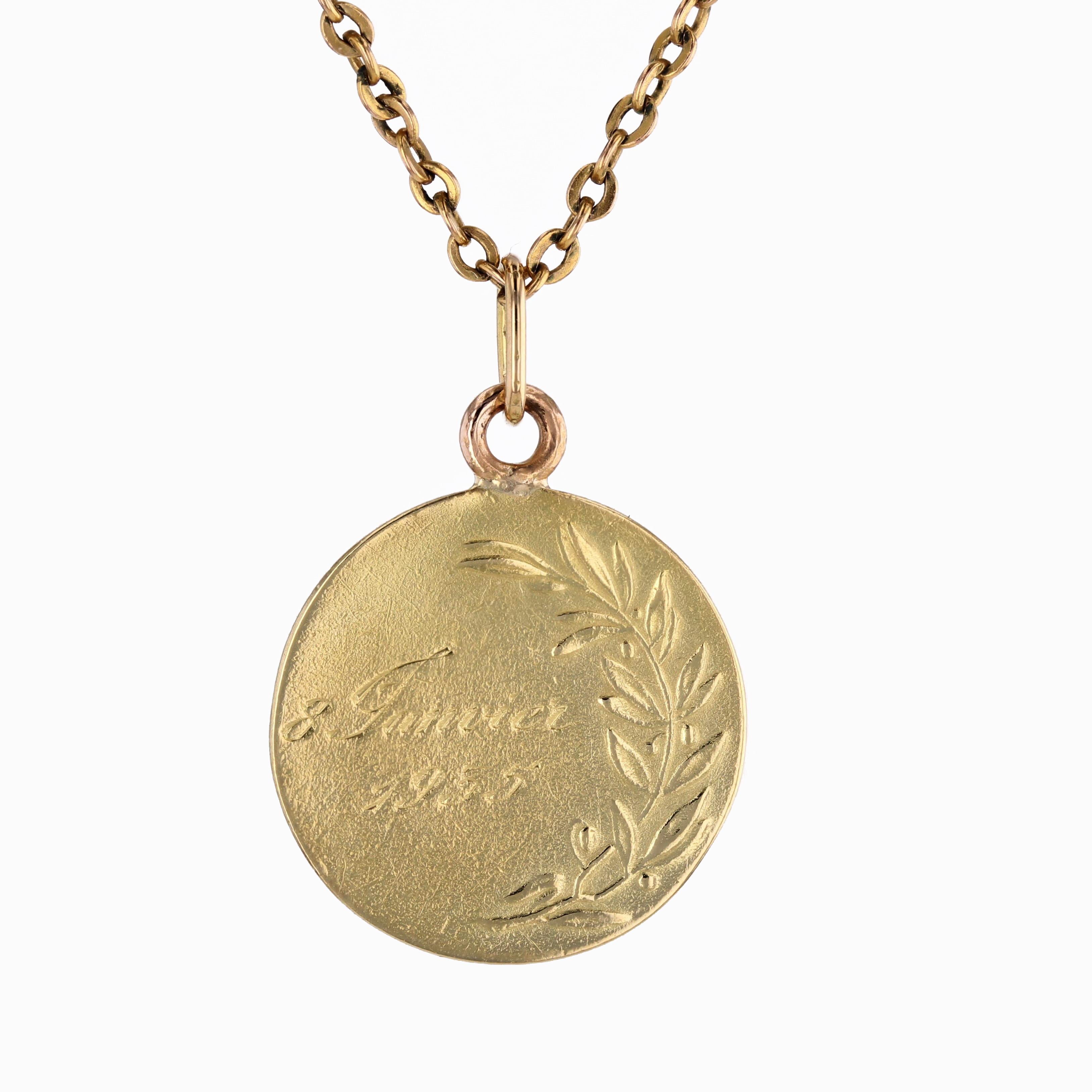 Pendentif en or jaune 18 carats du 20e siècle, signé Christ, médaille de Dropsy en vente 2